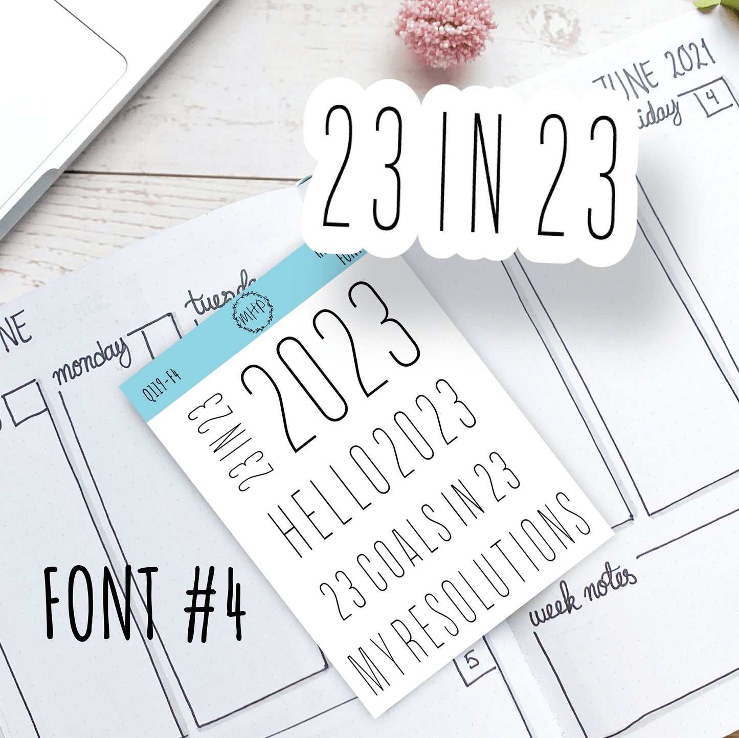 Hello 2023 Stickers. 2023 Goals and Resolution Stickers for Bullet Journals and Planners || Q119