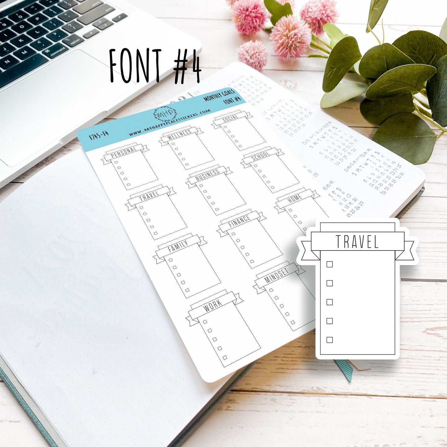 Monthly Goal Stickers for Planners and Bullet Journals || F745