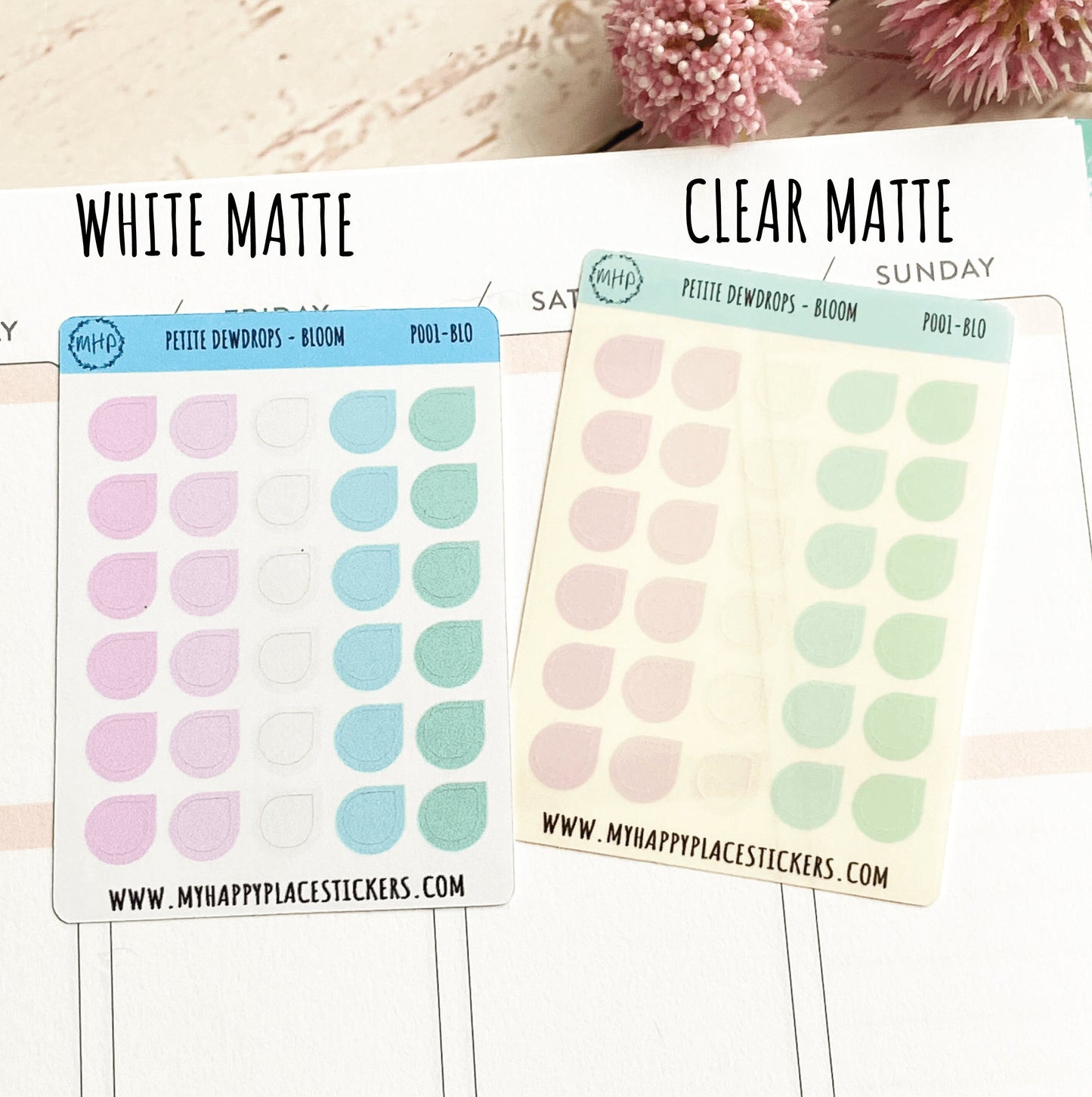 Petite Dewdrop Stickers for Bullet Journals and Planners || P001