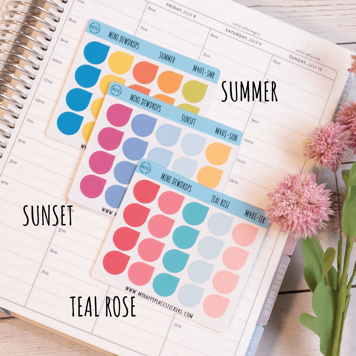 Mini Dewdrop Stickers for Bullet Journals and Planners || M401