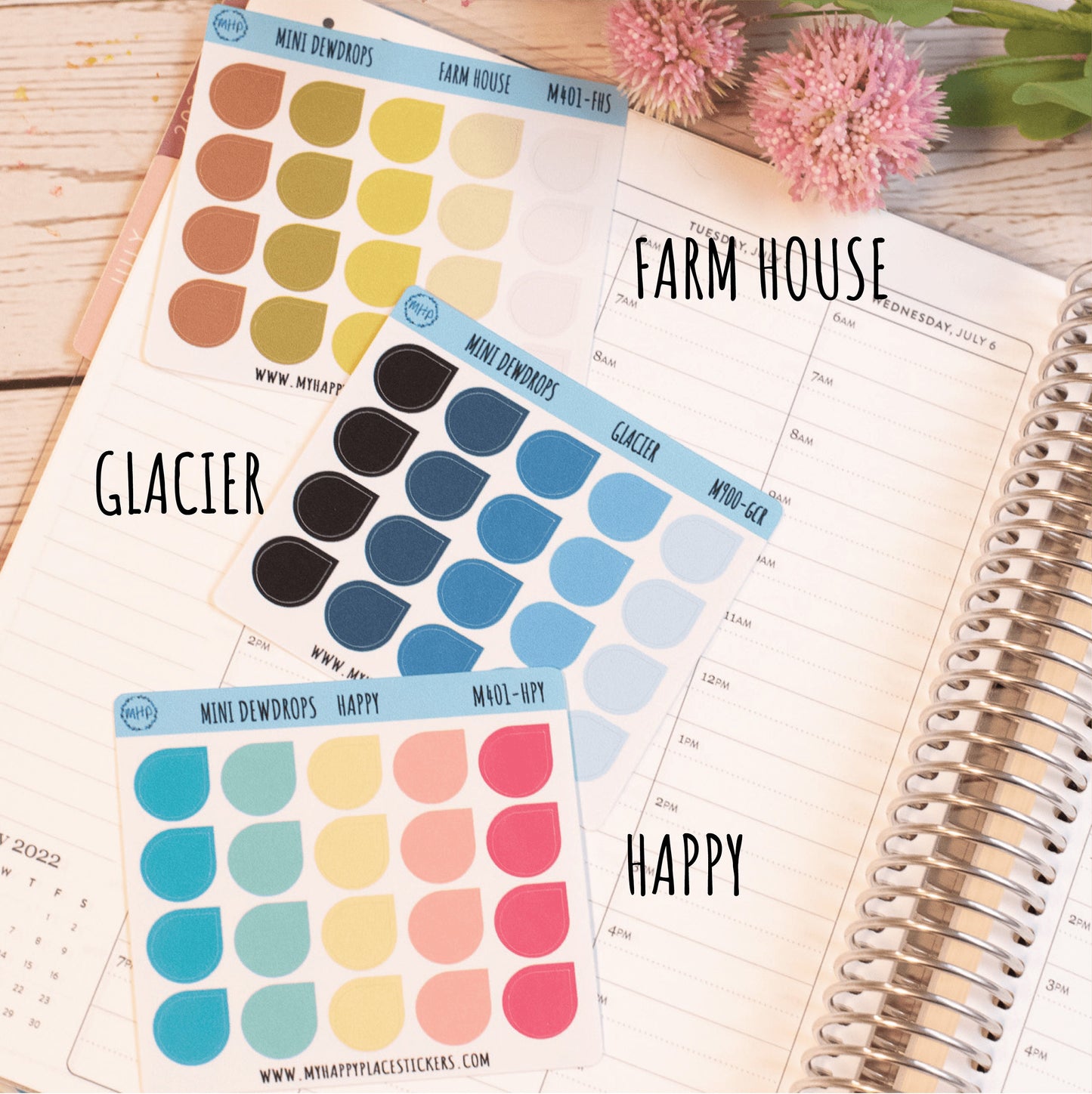 Mini Dewdrop Stickers for Bullet Journals and Planners || M401