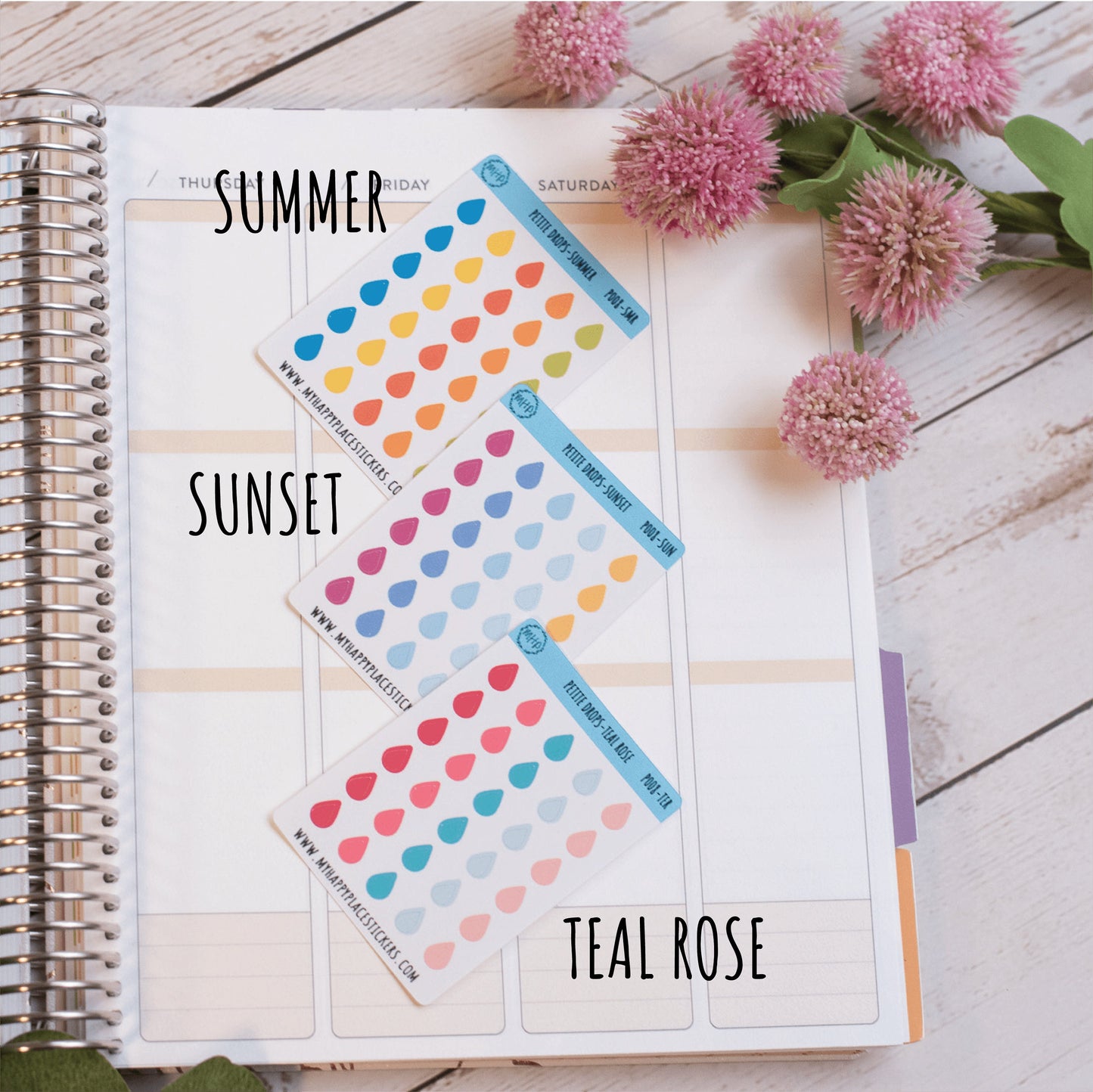 Petite Drop Stickers for Bullet Journals and Planners, Bullet Pointe Stickers || P008