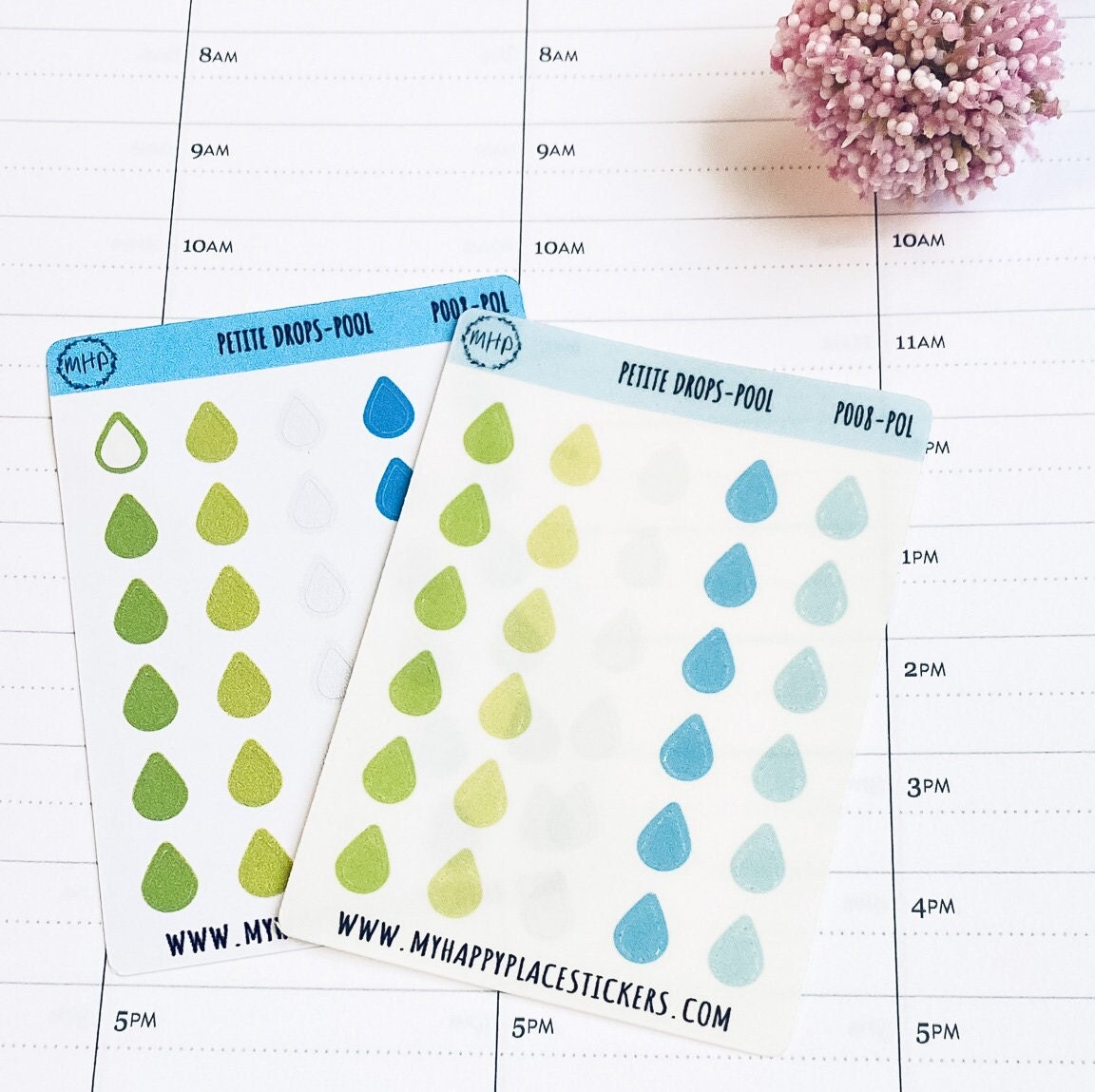 Petite Drop Stickers for Bullet Journals and Planners, Bullet Pointe Stickers || P008