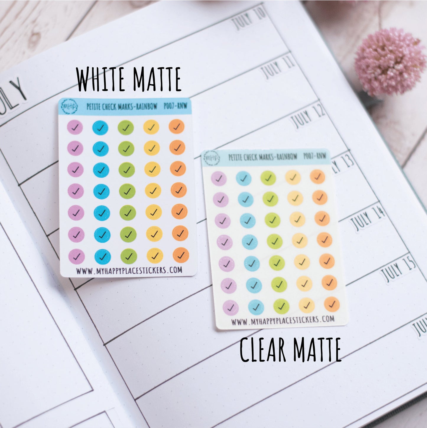 Petite Check Marks Dot Stickers for Bullet Journals and Planners || P007