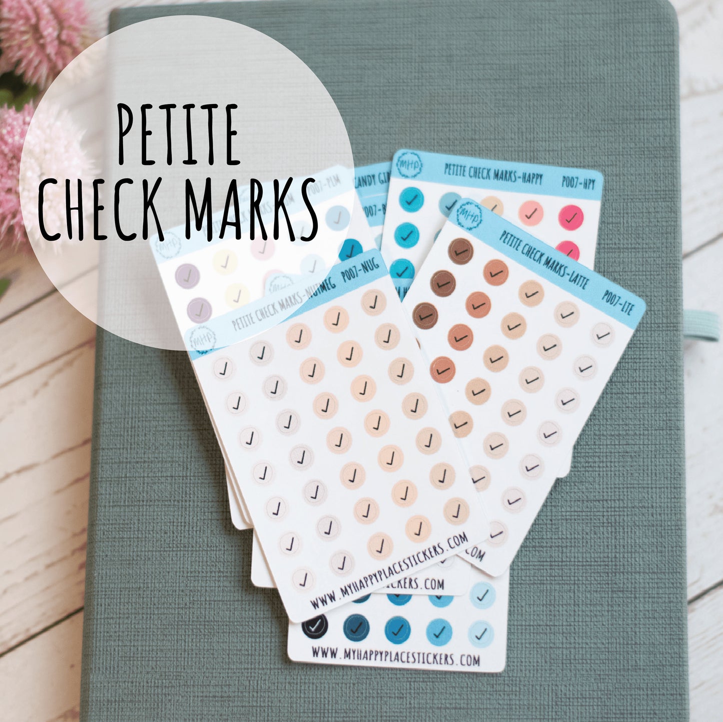 Petite Check Marks Dot Stickers for Bullet Journals and Planners || P007