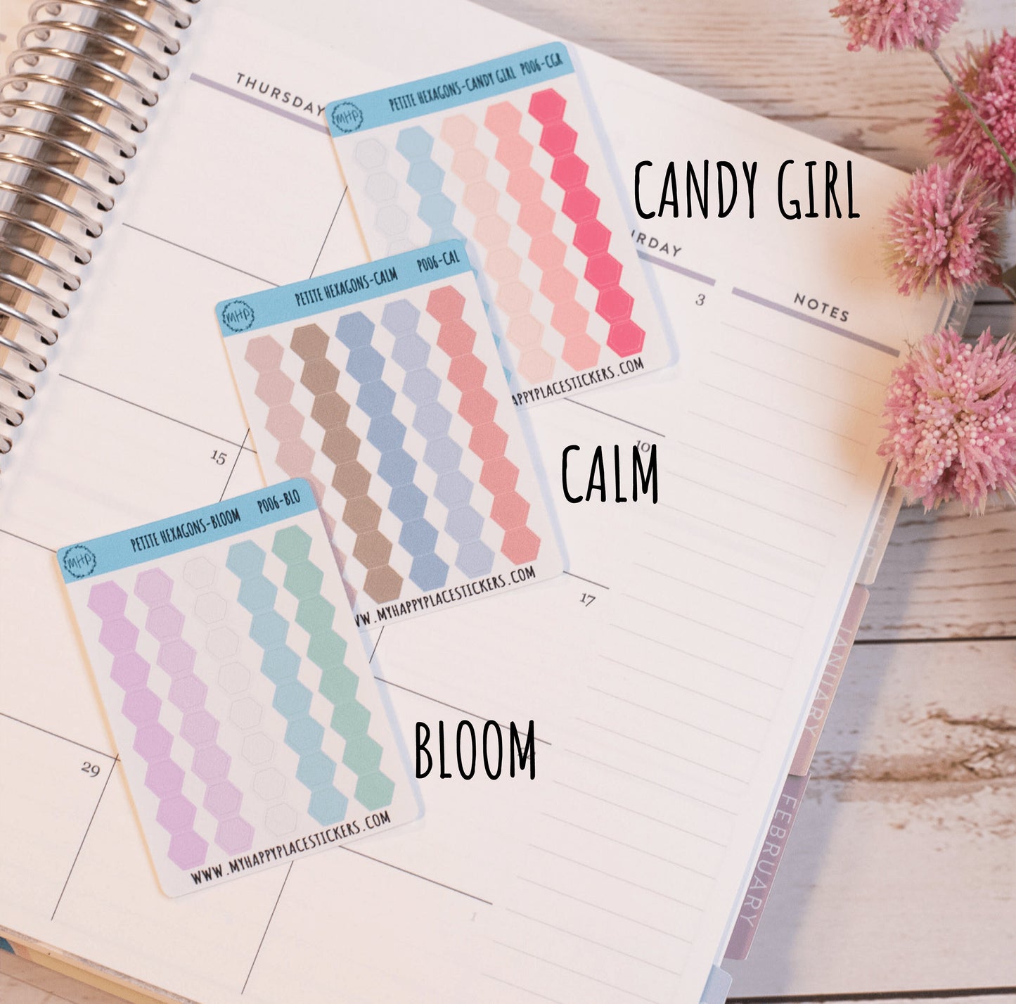 Petite Hexagon Stickers Bullet Journals and Planners, Bullet Point Stickers || P006
