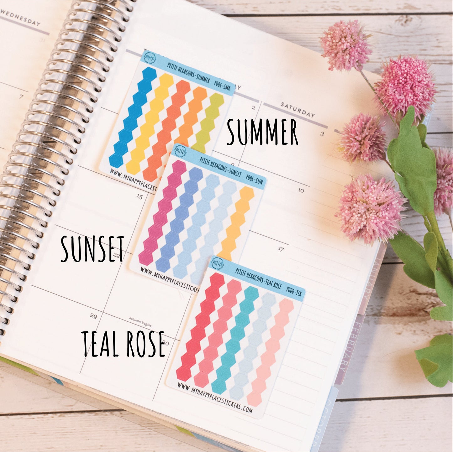Petite Hexagon Stickers Bullet Journals and Planners, Bullet Point Stickers || P006