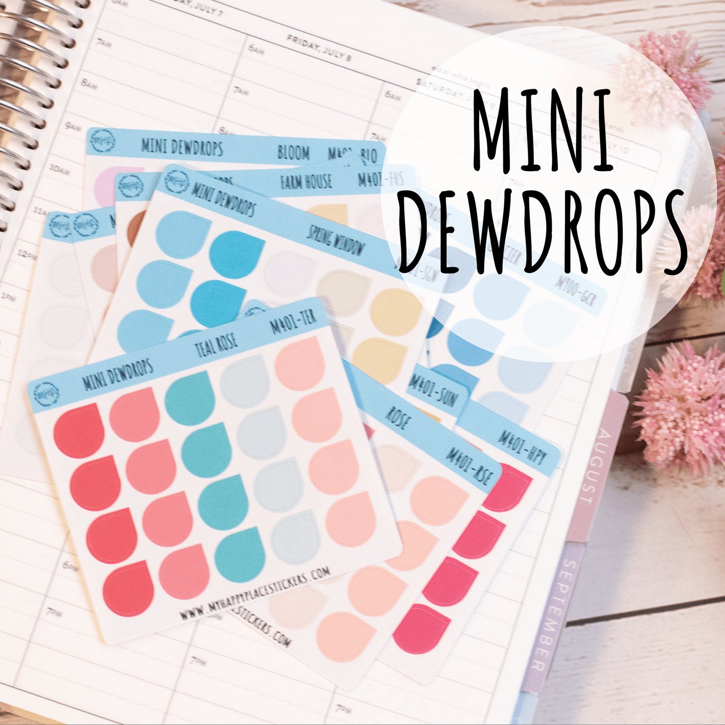 Mini Dewdrop Stickers for Bullet Journals and Planners || M401