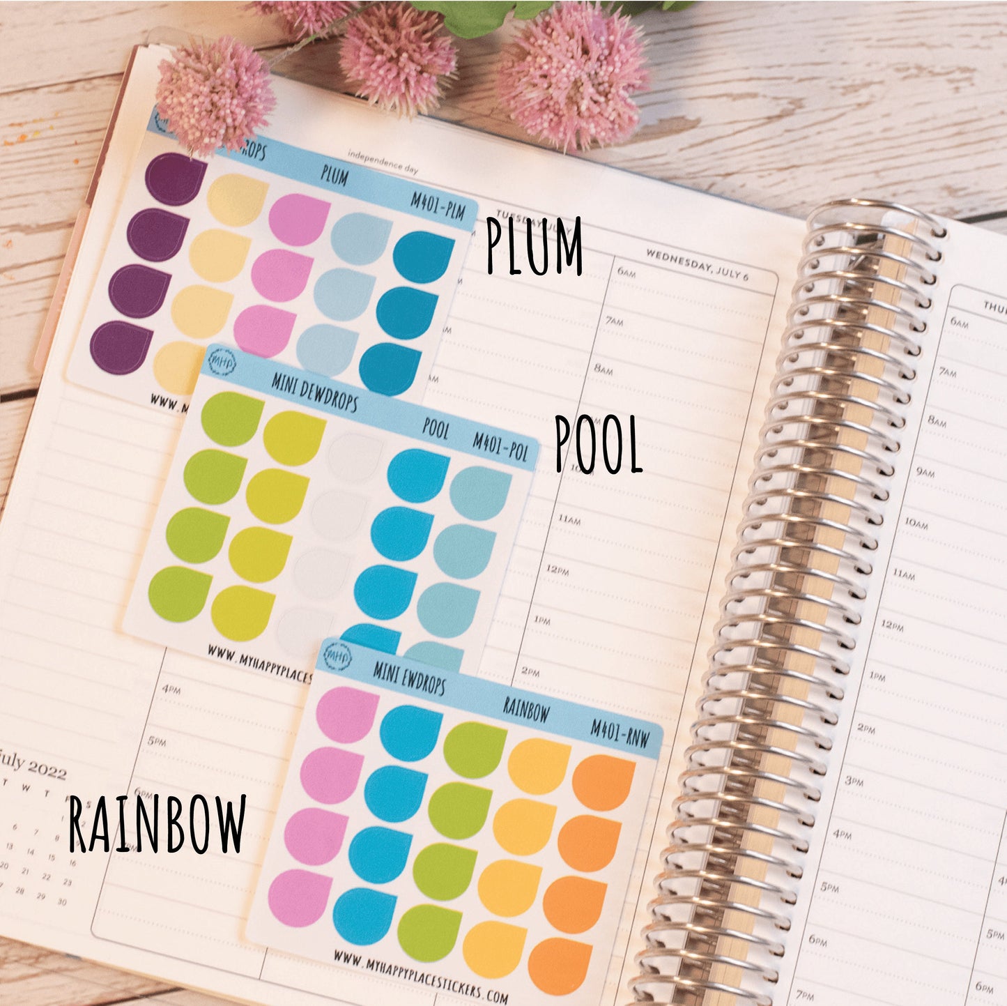 Mini Dewdrop Stickers for Bullet Journals and Planners || M401