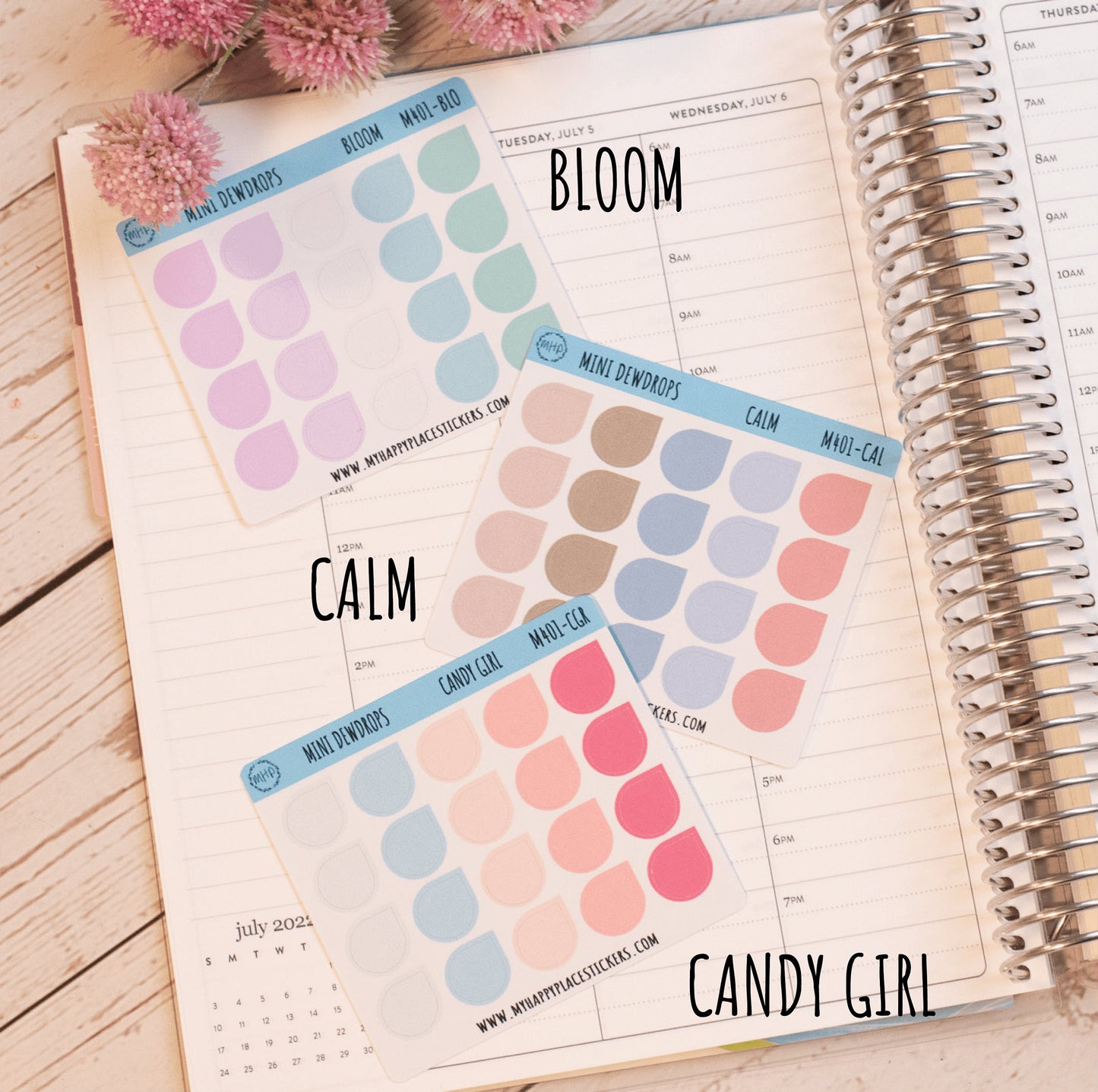 Mini Dewdrop Stickers for Bullet Journals and Planners || M401