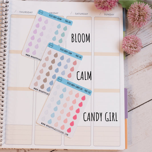 Petite Drop Stickers for Bullet Journals and Planners, Bullet Pointe Stickers || P008