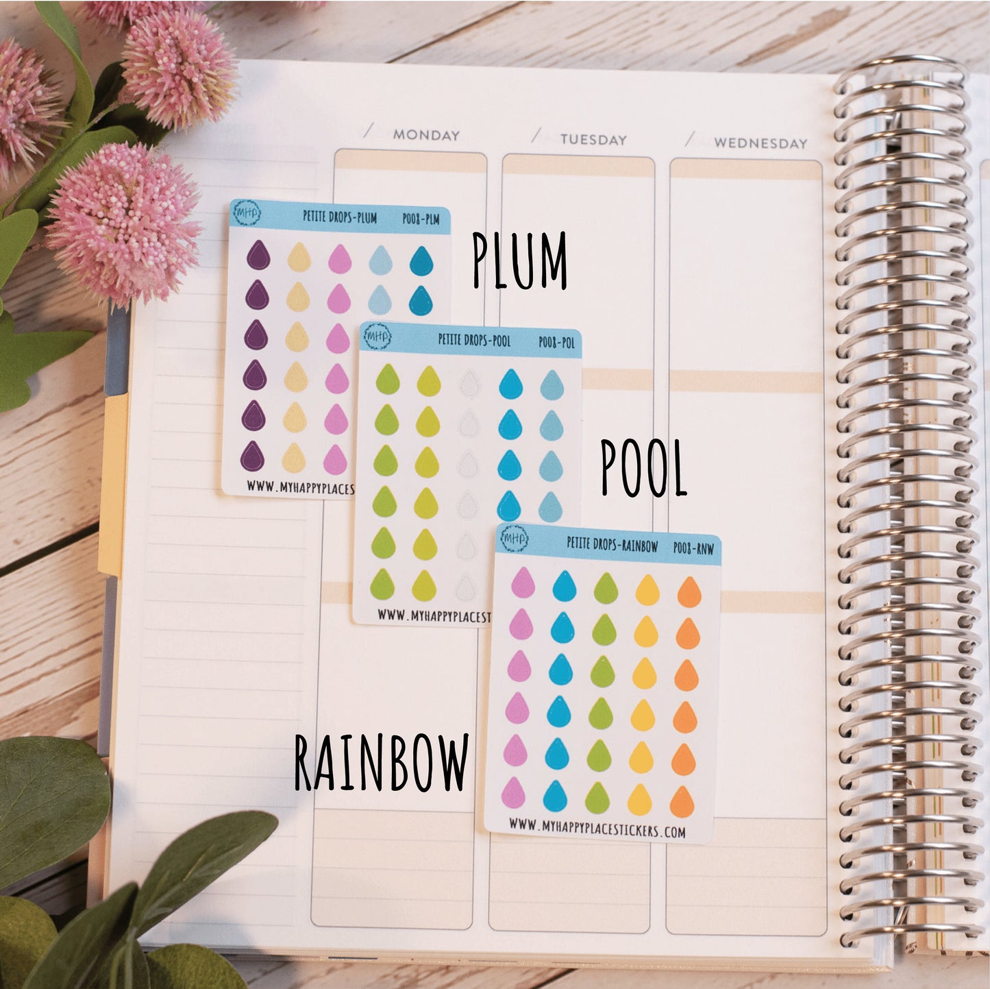 Petite Drop Stickers for Bullet Journals and Planners, Bullet Pointe Stickers || P008