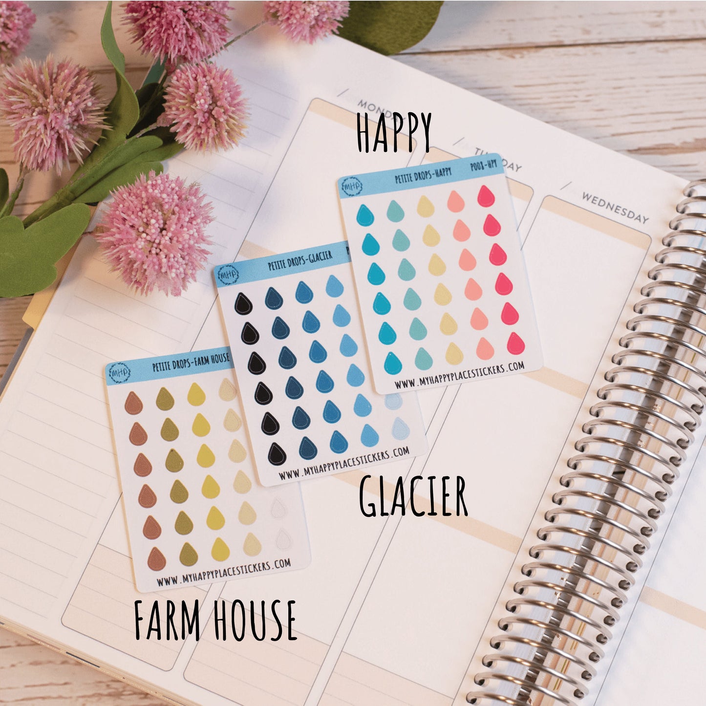 Petite Drop Stickers for Bullet Journals and Planners, Bullet Pointe Stickers || P008