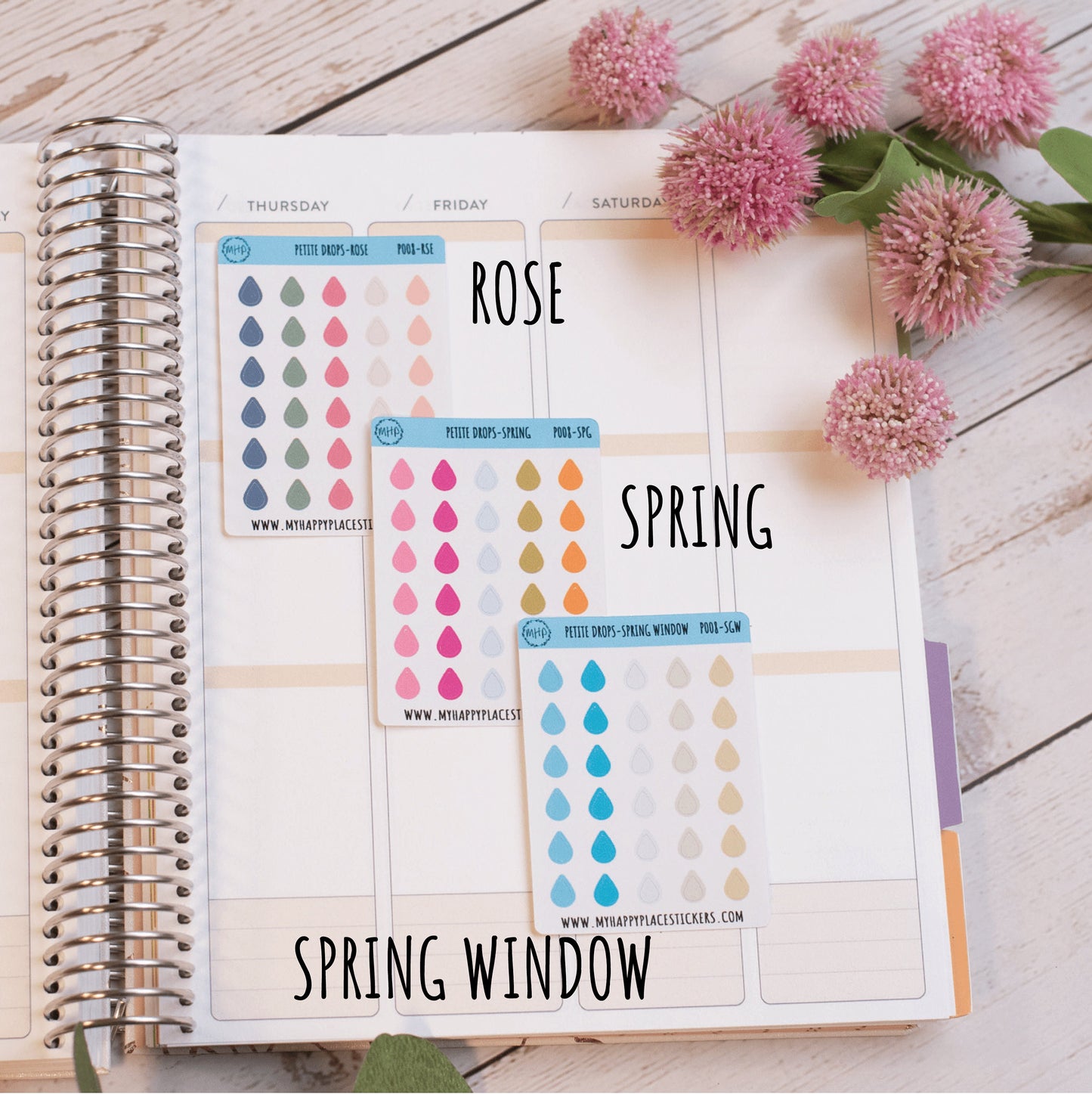 Petite Drop Stickers for Bullet Journals and Planners, Bullet Pointe Stickers || P008