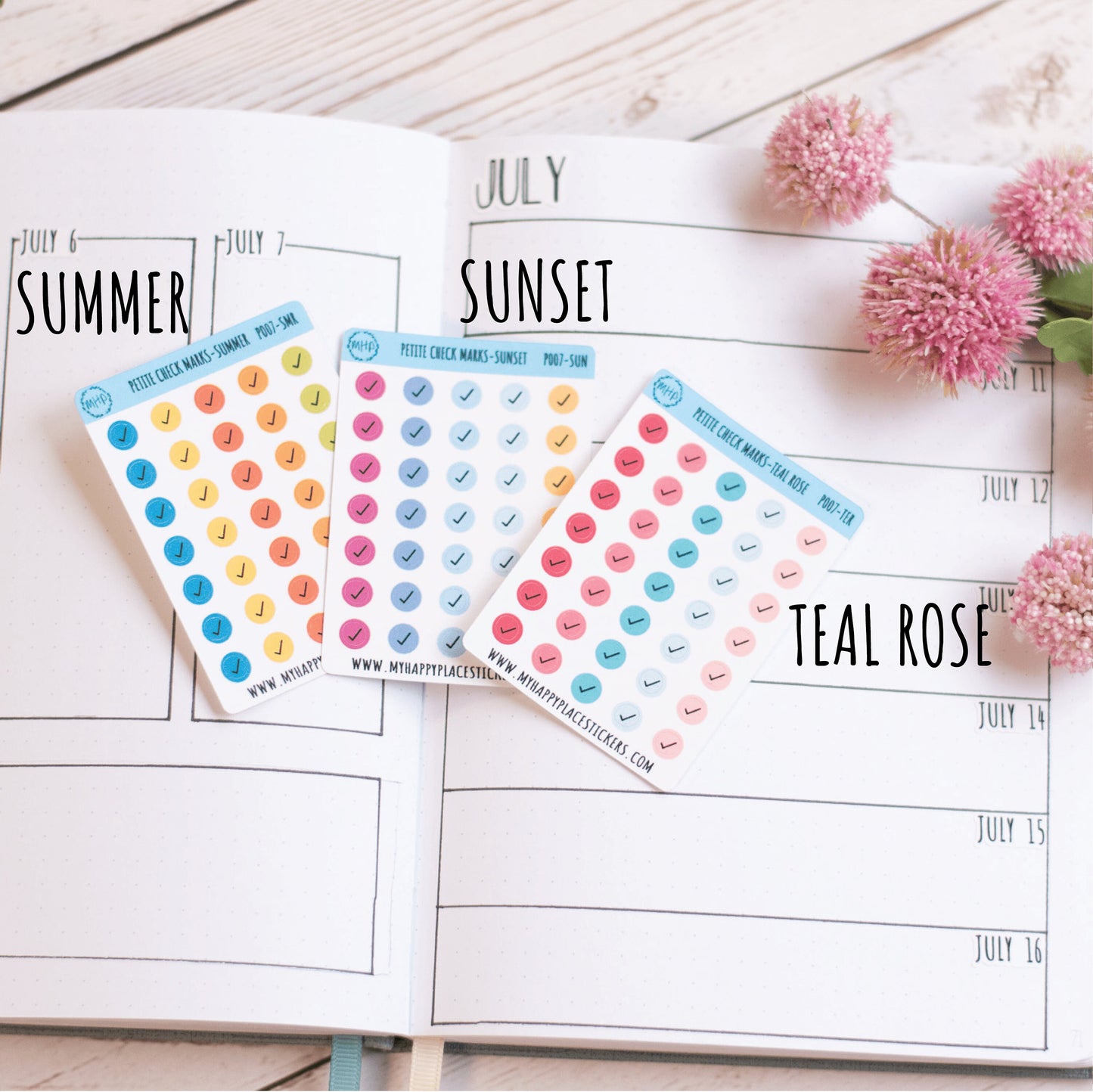 Petite Check Marks Dot Stickers for Bullet Journals and Planners || P007