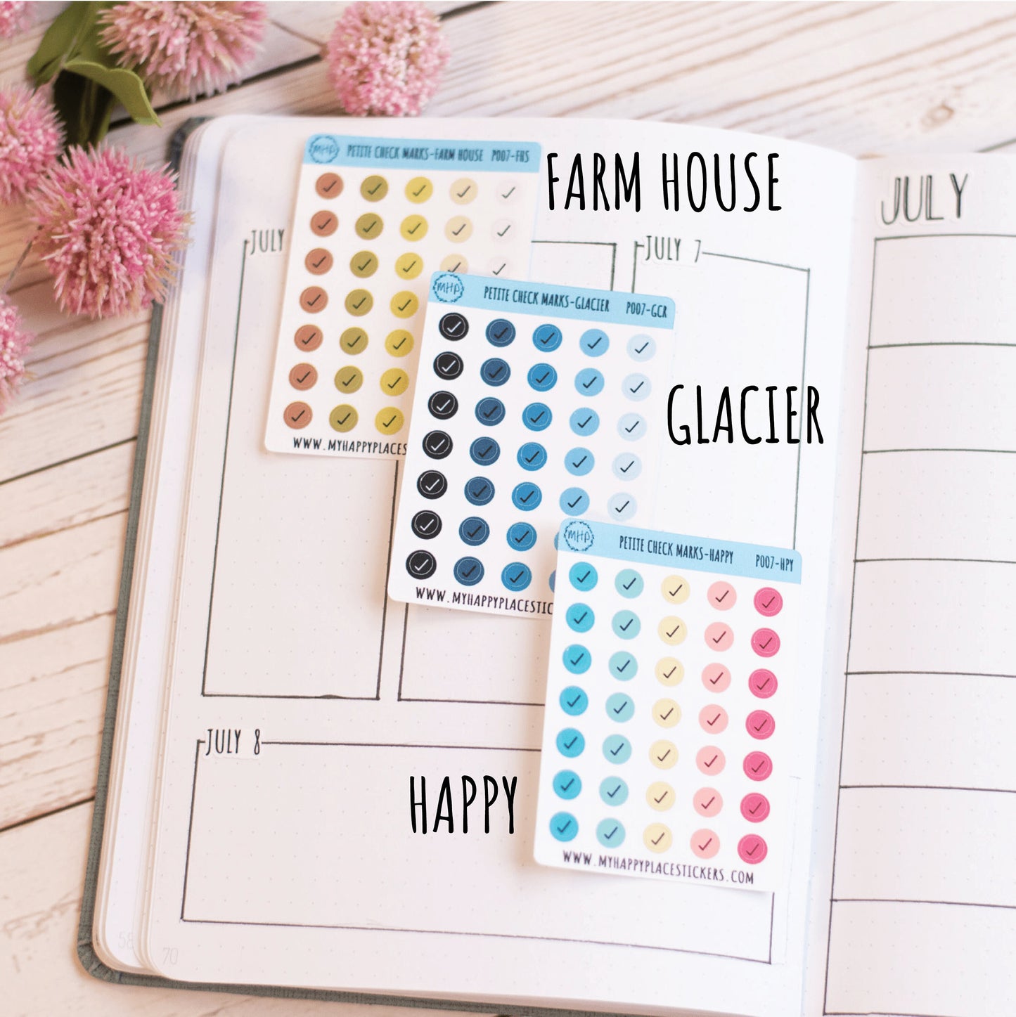 Petite Check Marks Dot Stickers for Bullet Journals and Planners || P007