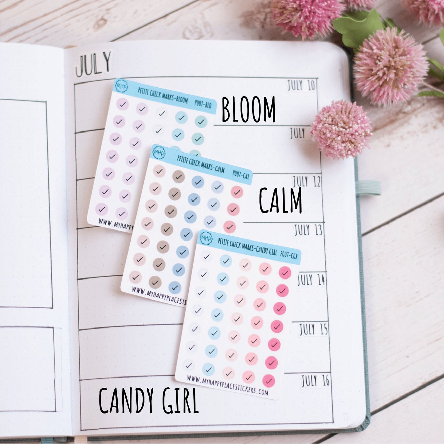 Petite Check Marks Dot Stickers for Bullet Journals and Planners || P007