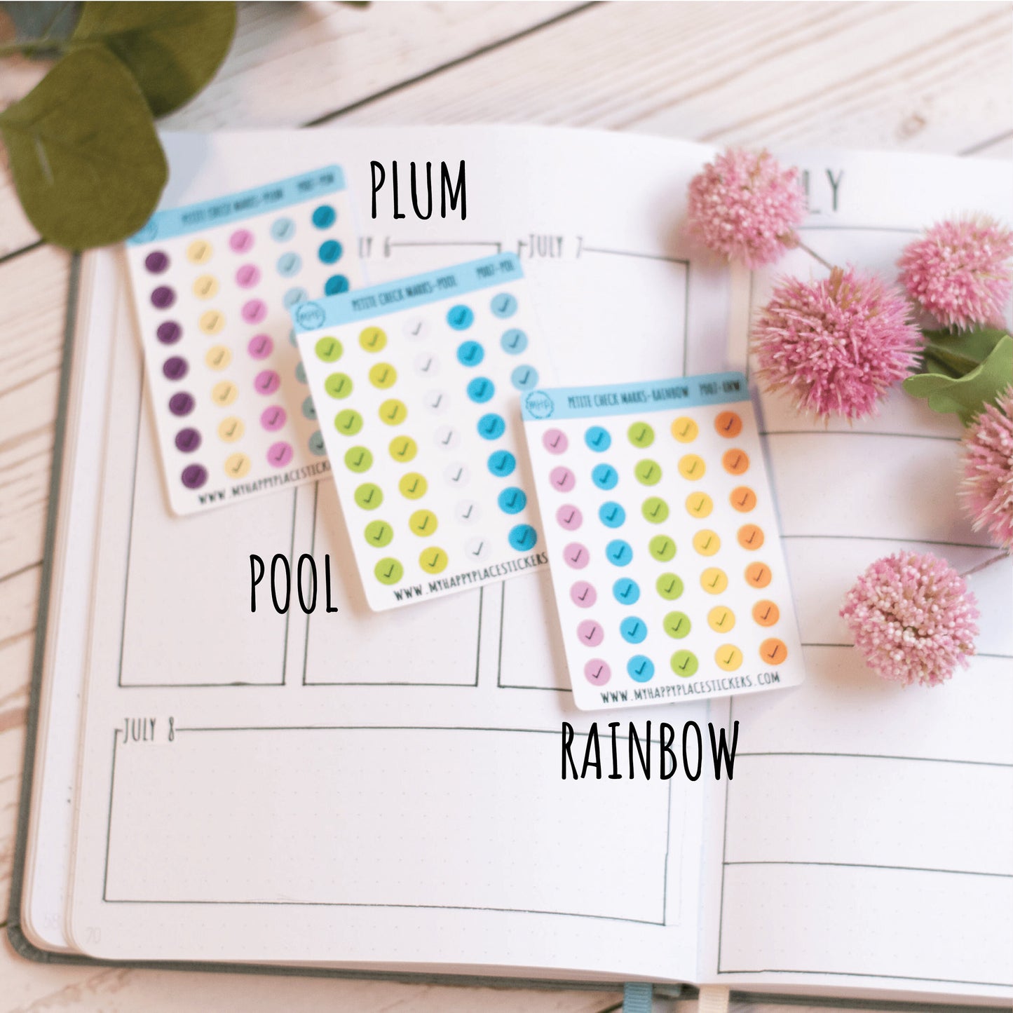 Petite Check Marks Dot Stickers for Bullet Journals and Planners || P007