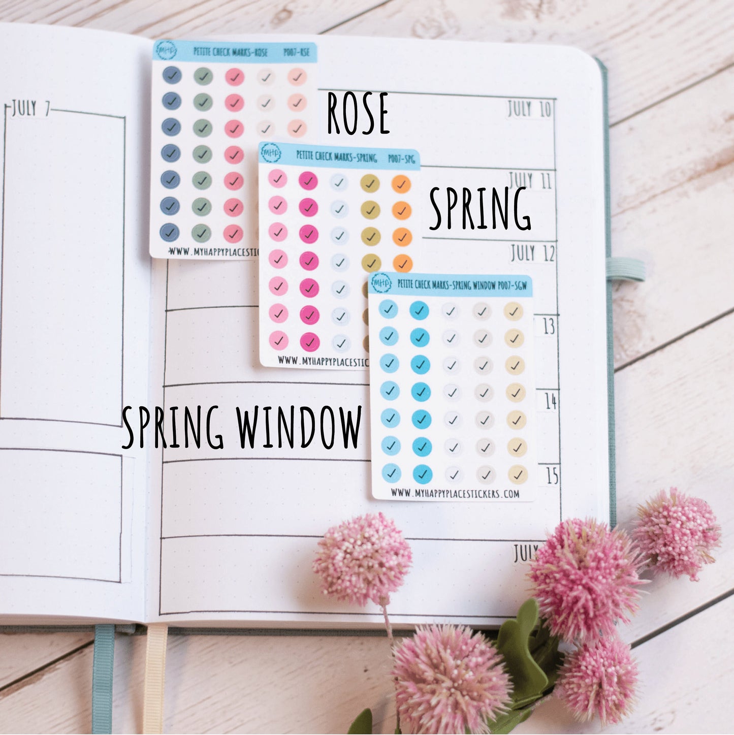 Petite Check Marks Dot Stickers for Bullet Journals and Planners || P007