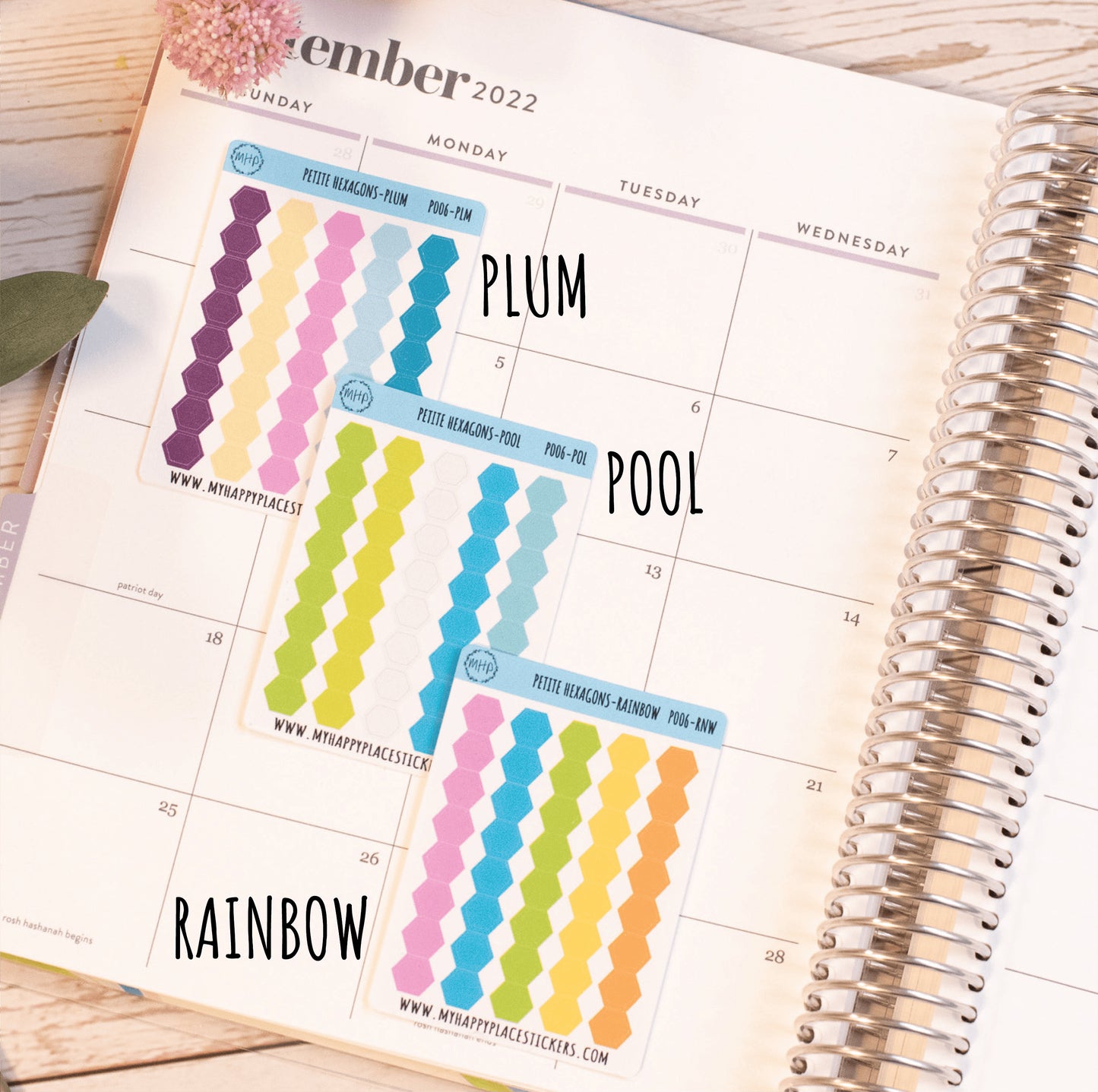 Petite Hexagon Stickers Bullet Journals and Planners, Bullet Point Stickers || P006