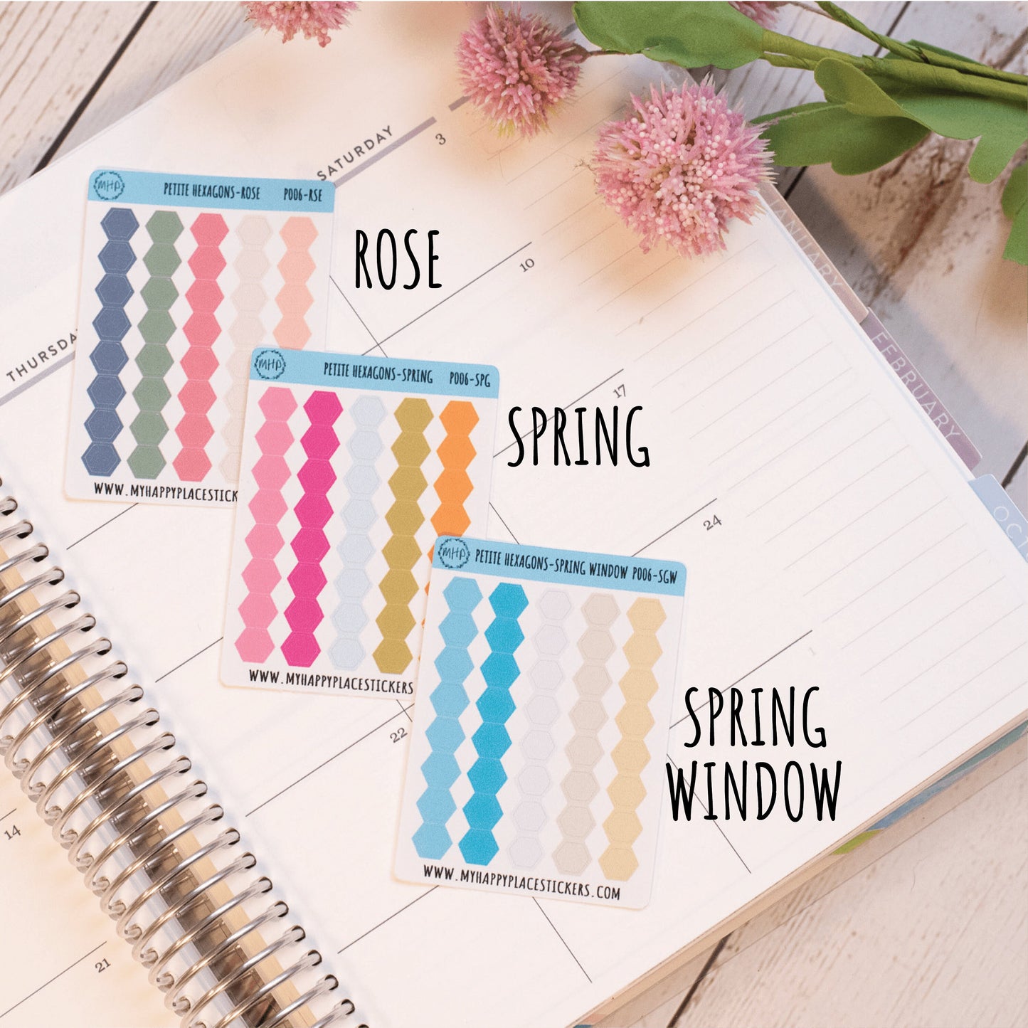 Petite Hexagon Stickers Bullet Journals and Planners, Bullet Point Stickers || P006