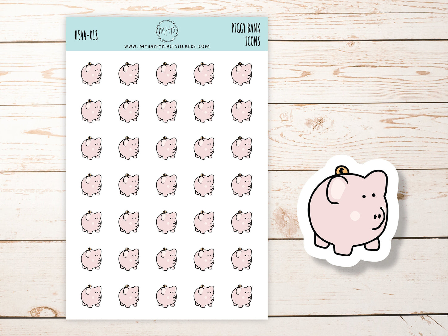 PIGGY BANK ICON Planner Stickers || H544-018