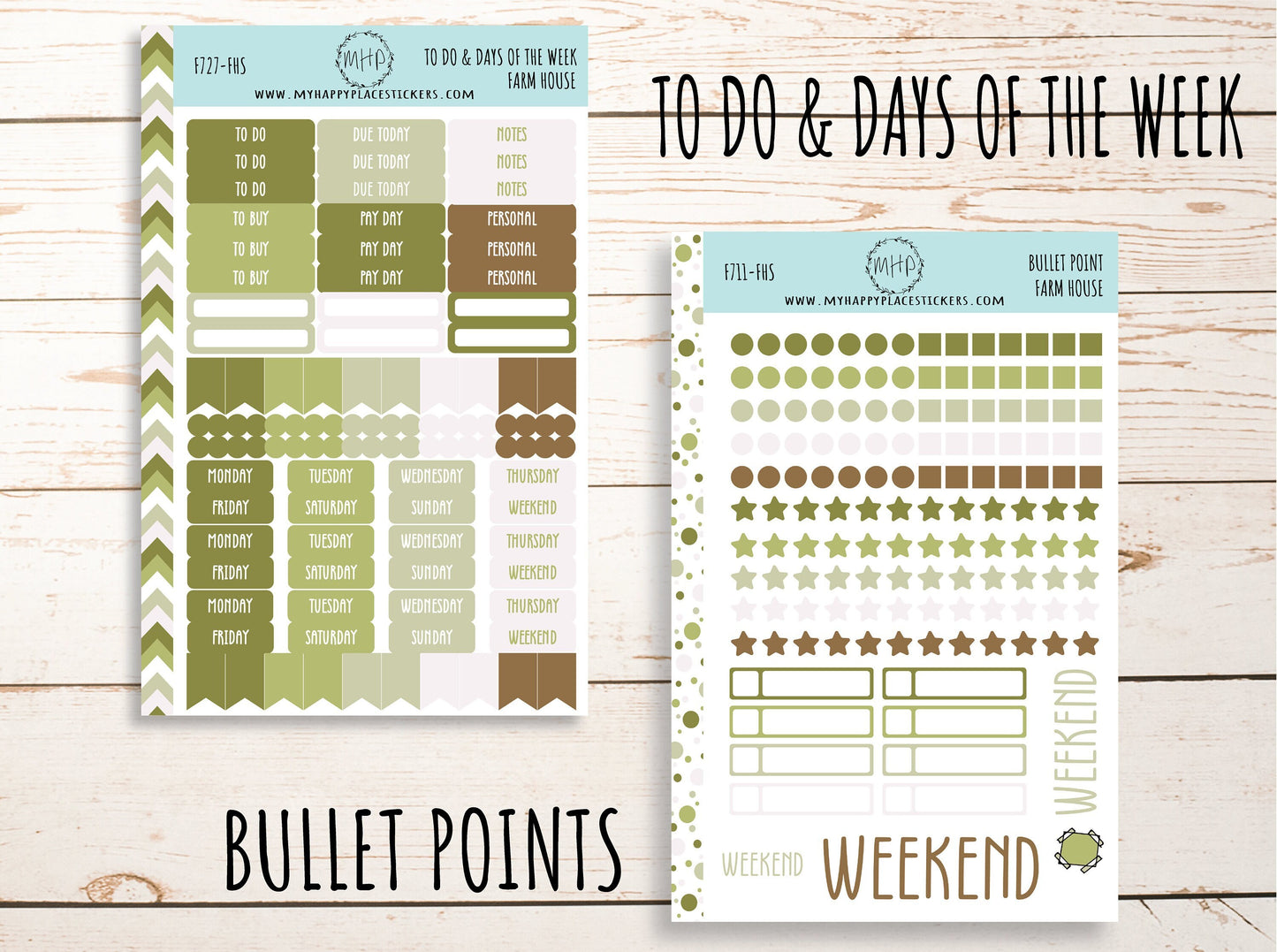 Weekly Kit Sheets "FARM HOUSE". Stickers for Planners and Bullet Journals