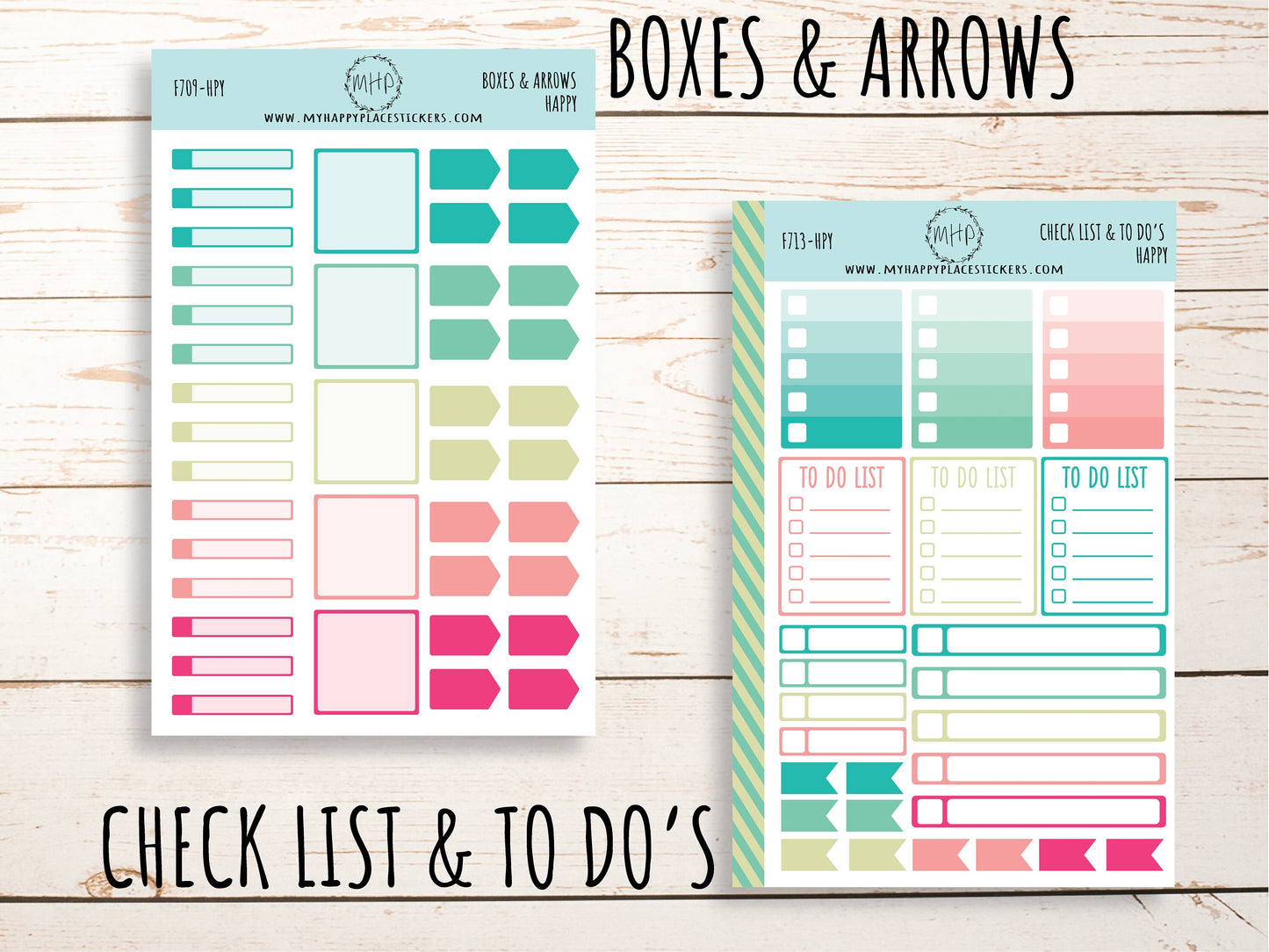 Weekly Kit Sheets "HAPPY". Stickers for 7X9 Planners and Bullet Journals