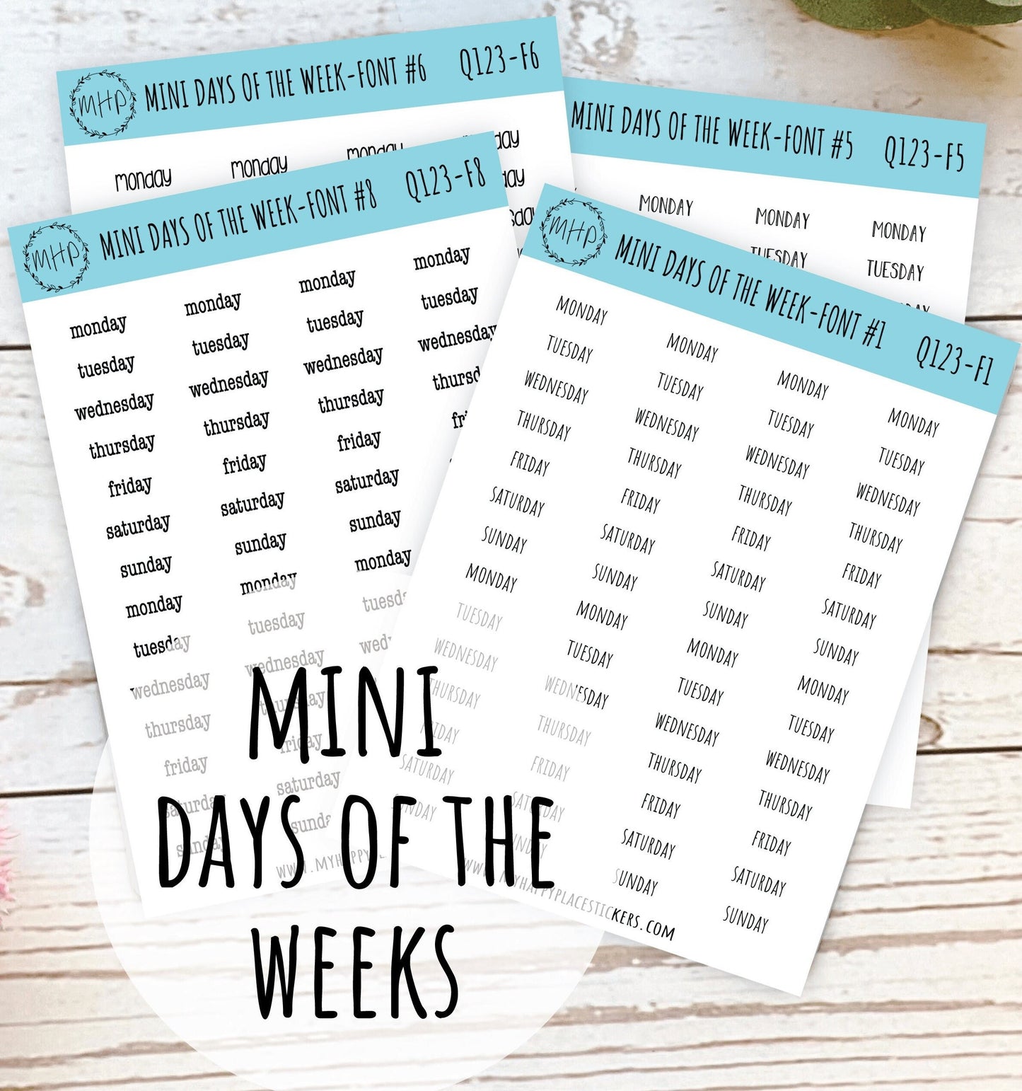 Mini Days of the Week Stickers for Bullet Journals and Planners || Q123