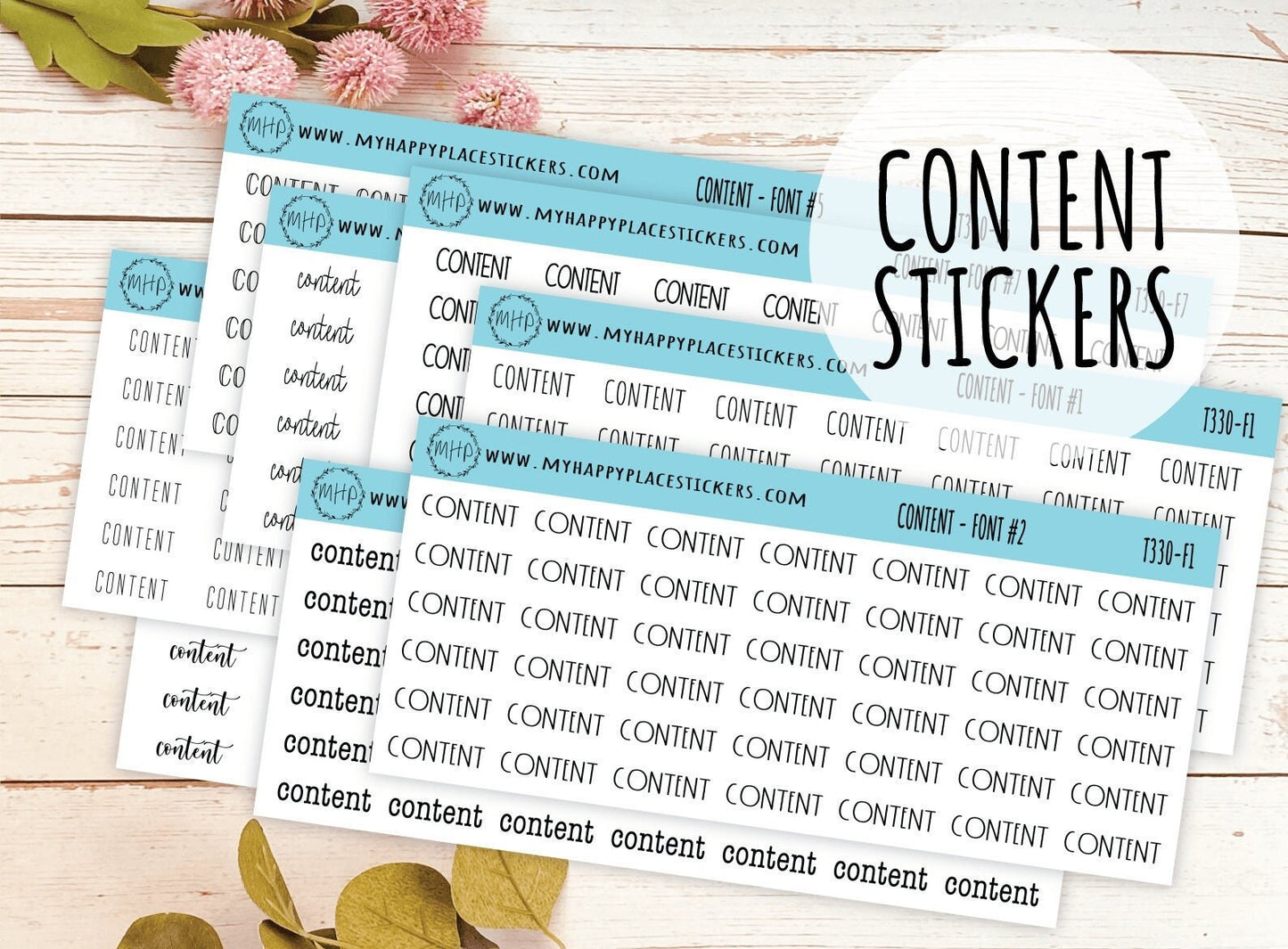 CONTENT Planner stickers. Kiss-cut Stickers for Planners and Bullet Journals || T330