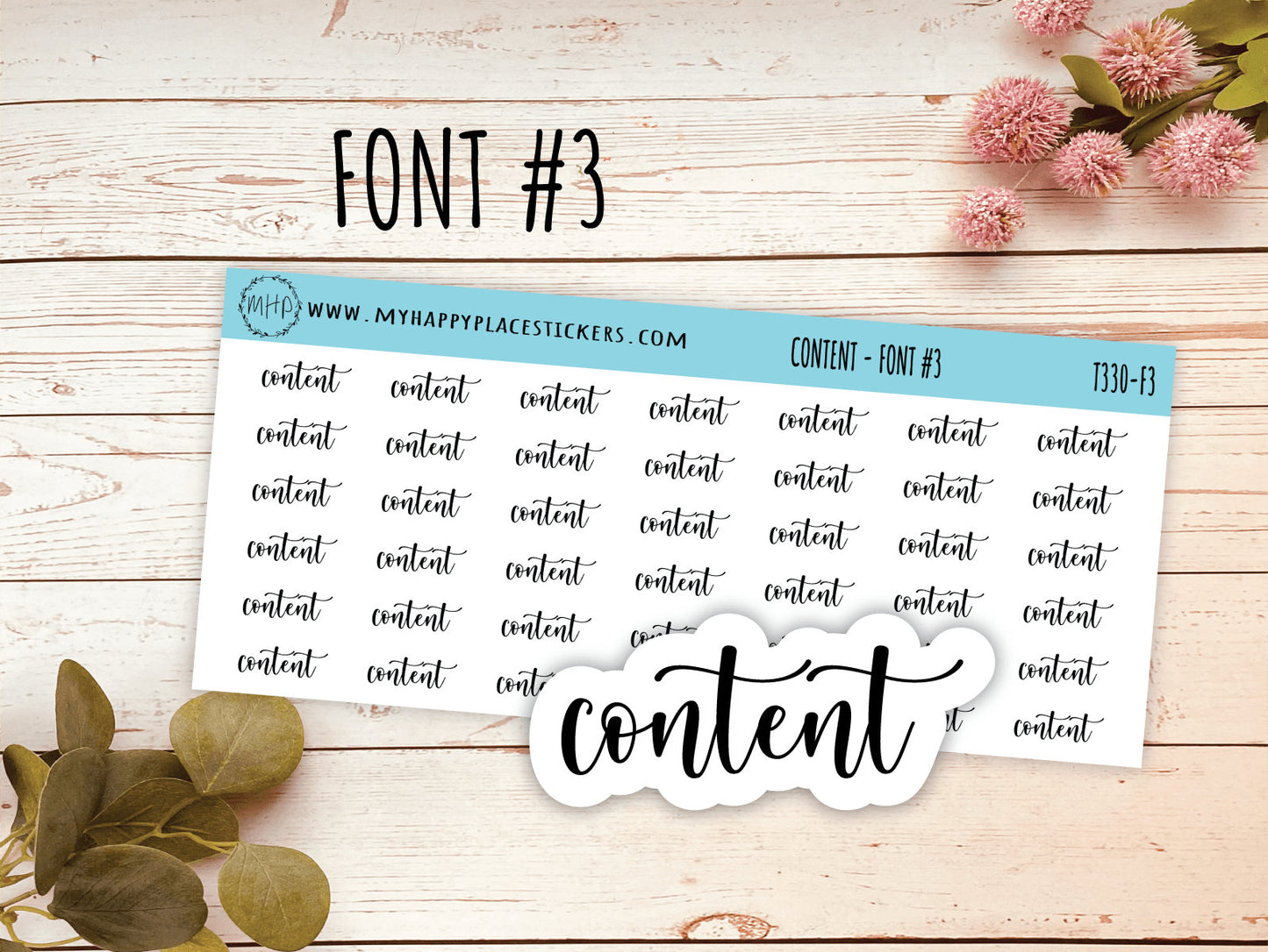 CONTENT Planner stickers. Kiss-cut Stickers for Planners and Bullet Journals || T330
