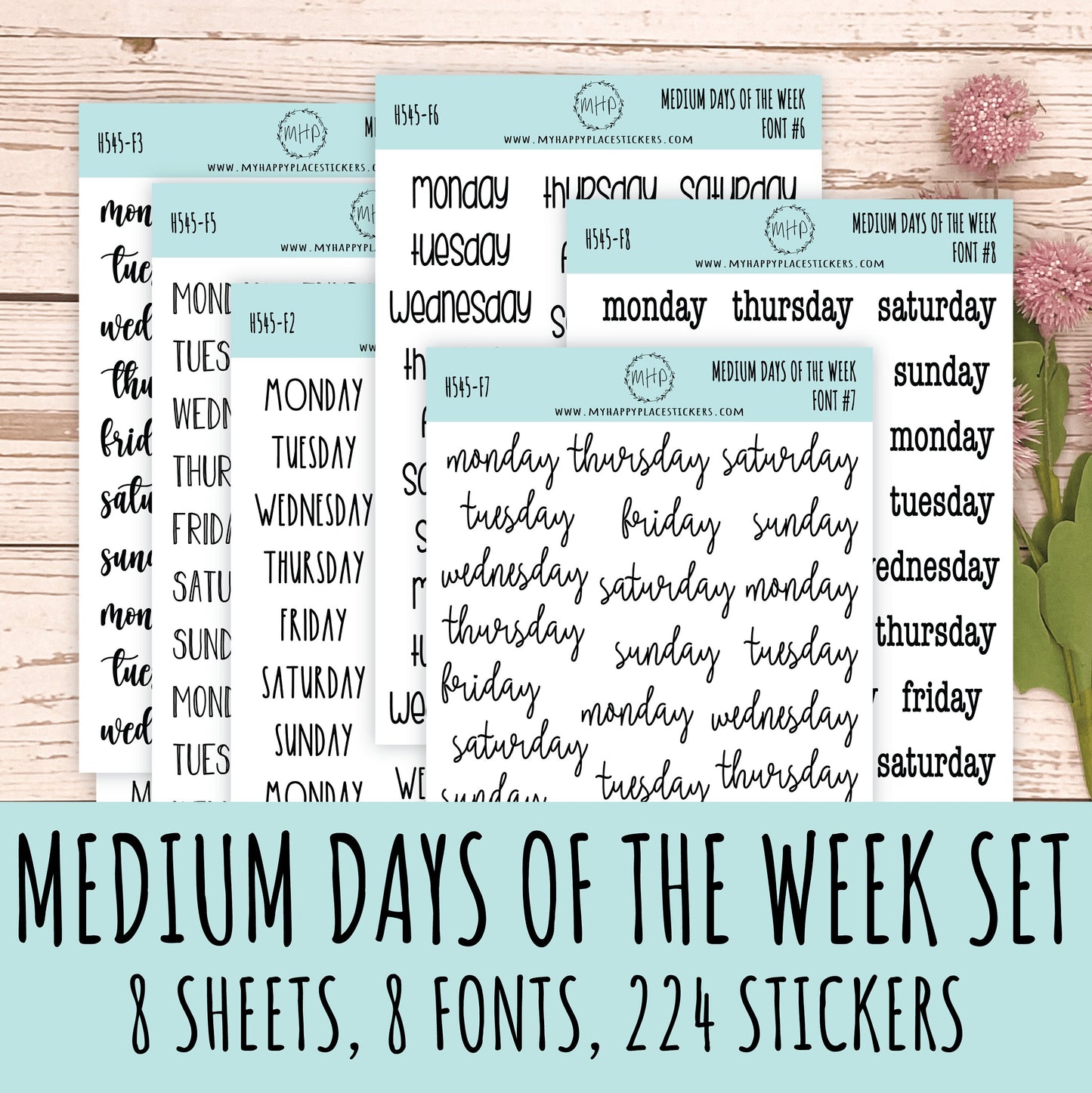 Sticker set of Medium Days of the Week for Planners, Organizers and Bullet Journals. College Planner || S10