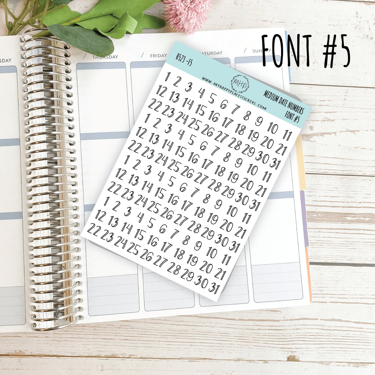 Sticker Set of Medium Date Number Stickers for Planners, Organizers and Bullet Journals || S04