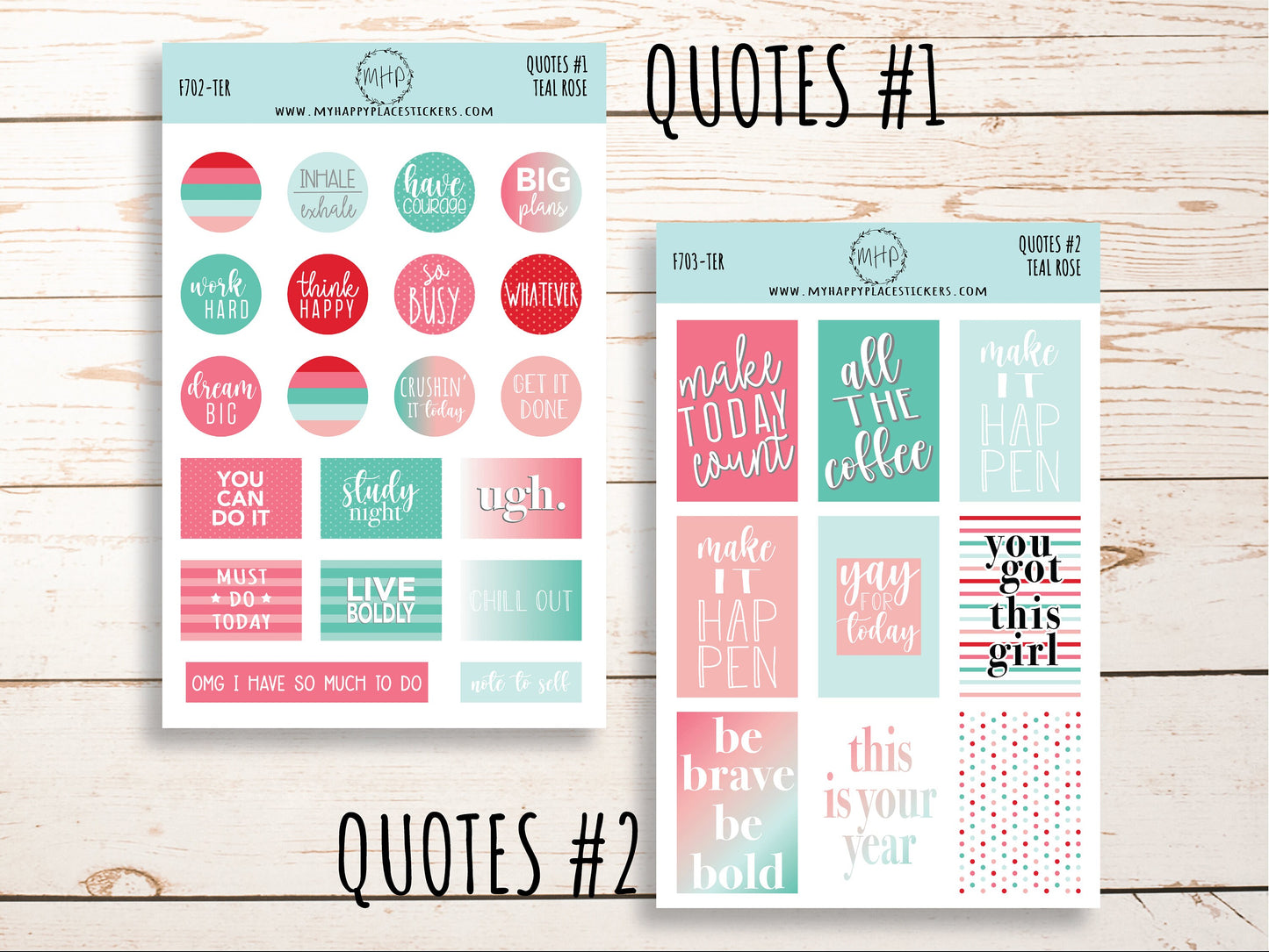 Planner Stickers| "TEAL ROSE" Stickers for 7X9 Planners, Organizers and Bullet Journals