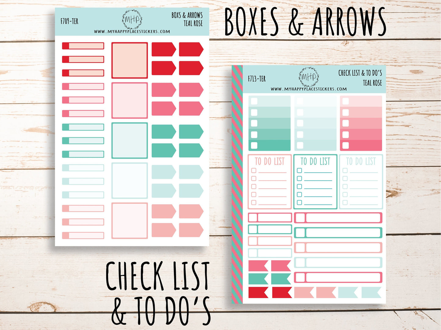 Planner Stickers| "TEAL ROSE" Stickers for 7X9 Planners, Organizers and Bullet Journals