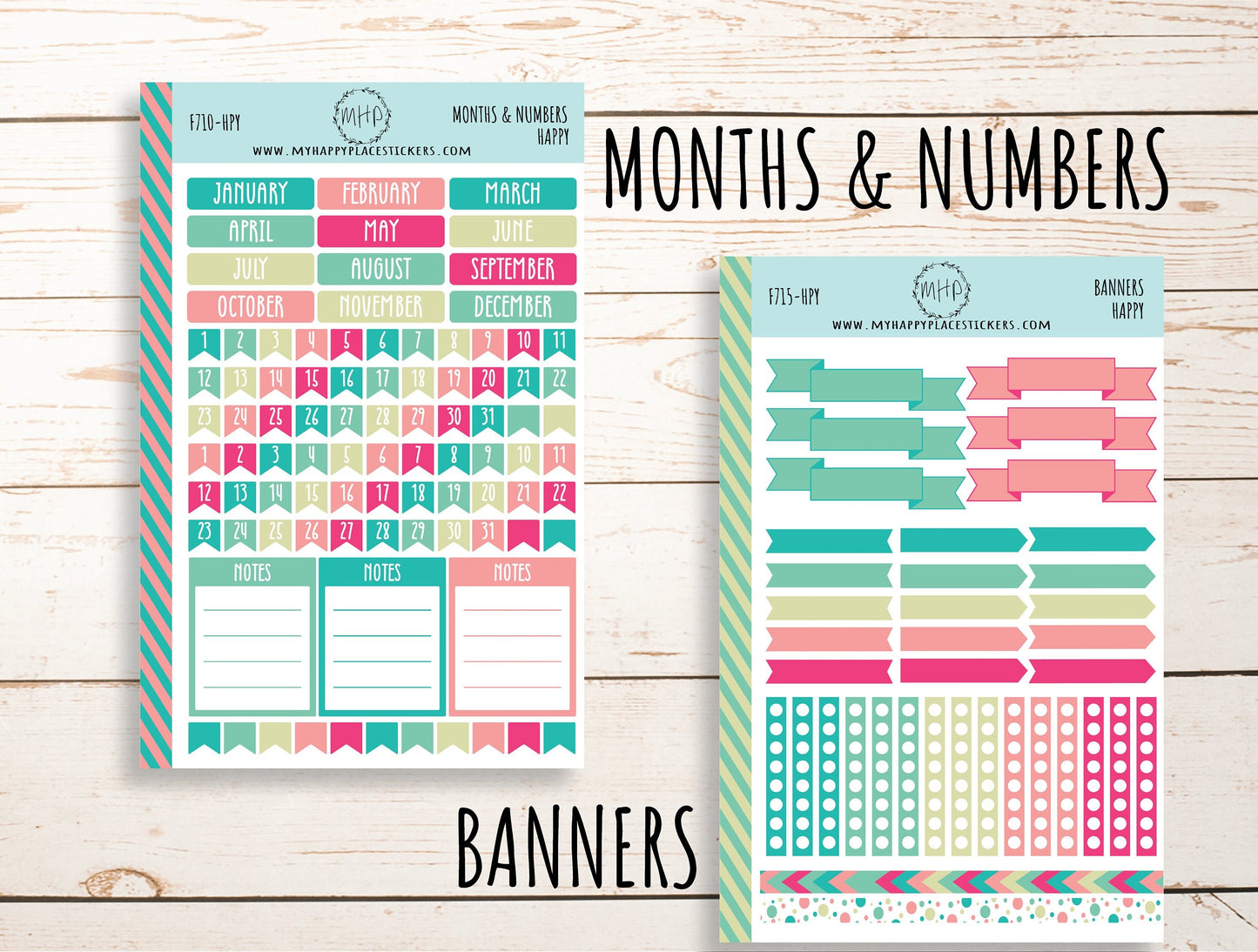 Weekly Kit Sheets "HAPPY". Stickers for 7X9 Planners and Bullet Journals