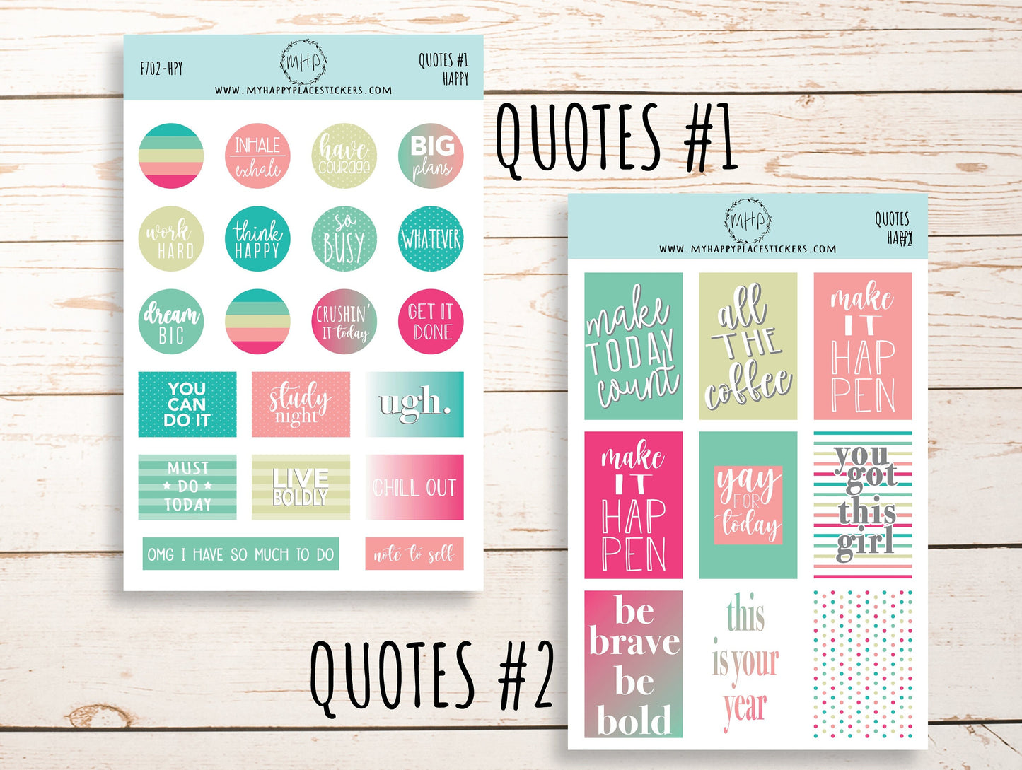 Weekly Kit Sheets "HAPPY". Stickers for 7X9 Planners and Bullet Journals