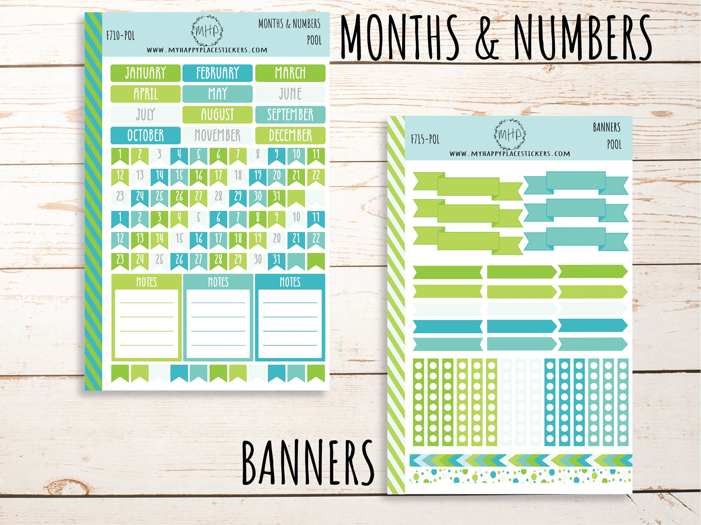 Weekly Kit Sheets "POOL" Stickers for 7X9 Planners and Bullet Journals