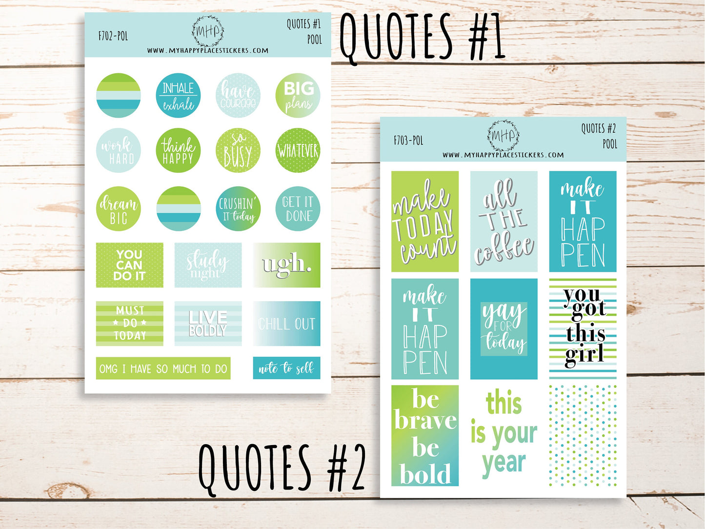 Weekly Kit Sheets "POOL" Stickers for 7X9 Planners and Bullet Journals
