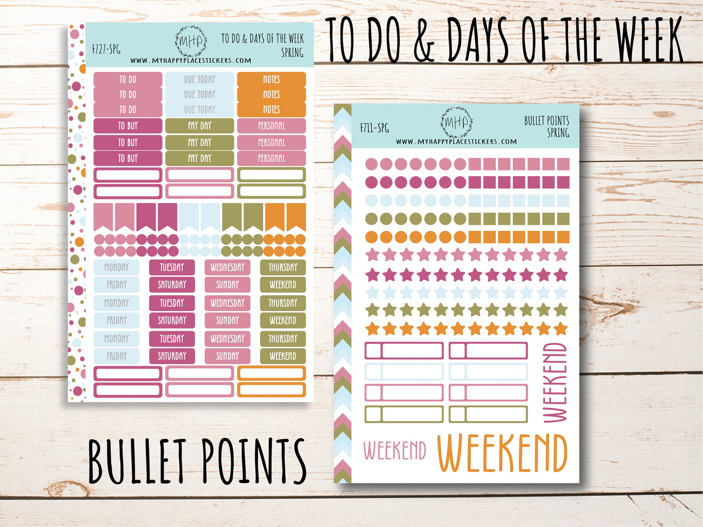 Weekly Kit Sheets "SPRING" Stickers for 7X9 Planners and Bullet Journals