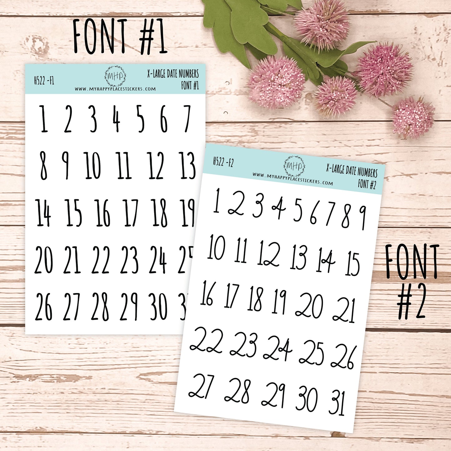 Sticker Set of X-Large Date Number Stickers for Planners, Organizers and Bullet Journals || S07