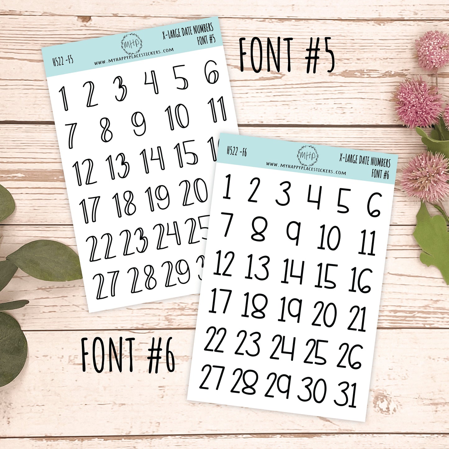 Sticker Set of X-Large Date Number Stickers for Planners, Organizers and Bullet Journals || S07