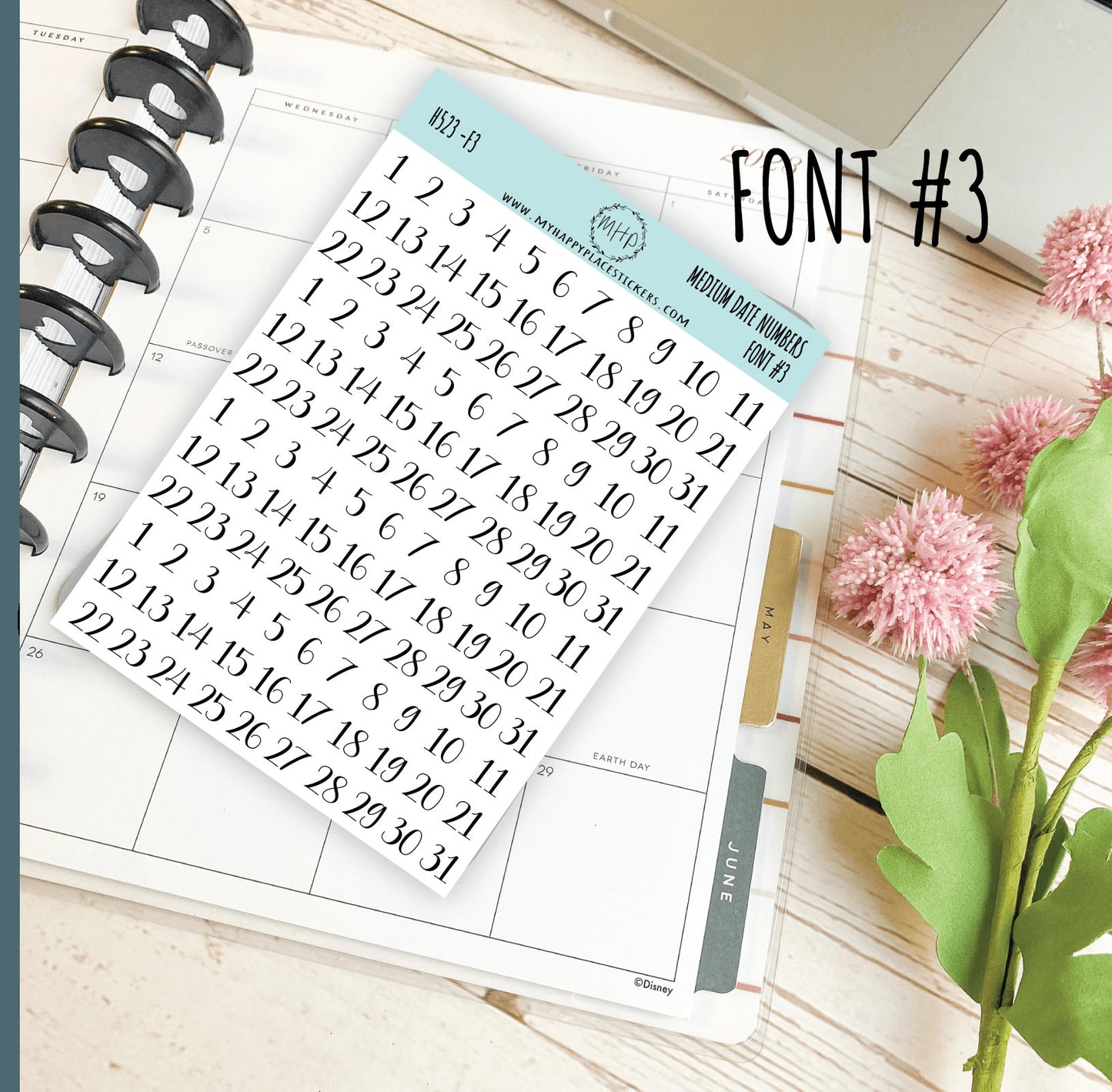 Sticker Set of Medium Date Number Stickers for Planners, Organizers and Bullet Journals || S04