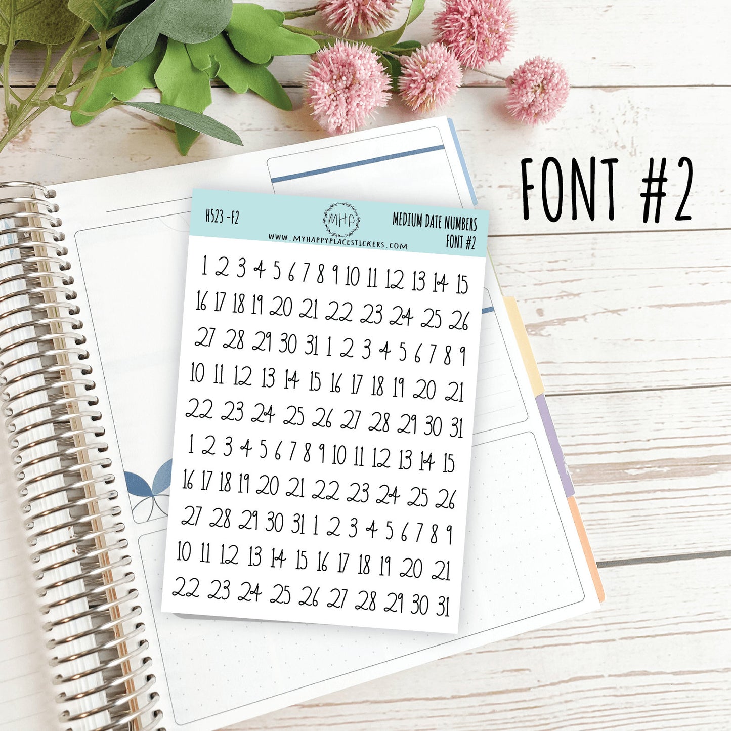 Sticker Set of Medium Date Number Stickers for Planners, Organizers and Bullet Journals || S04