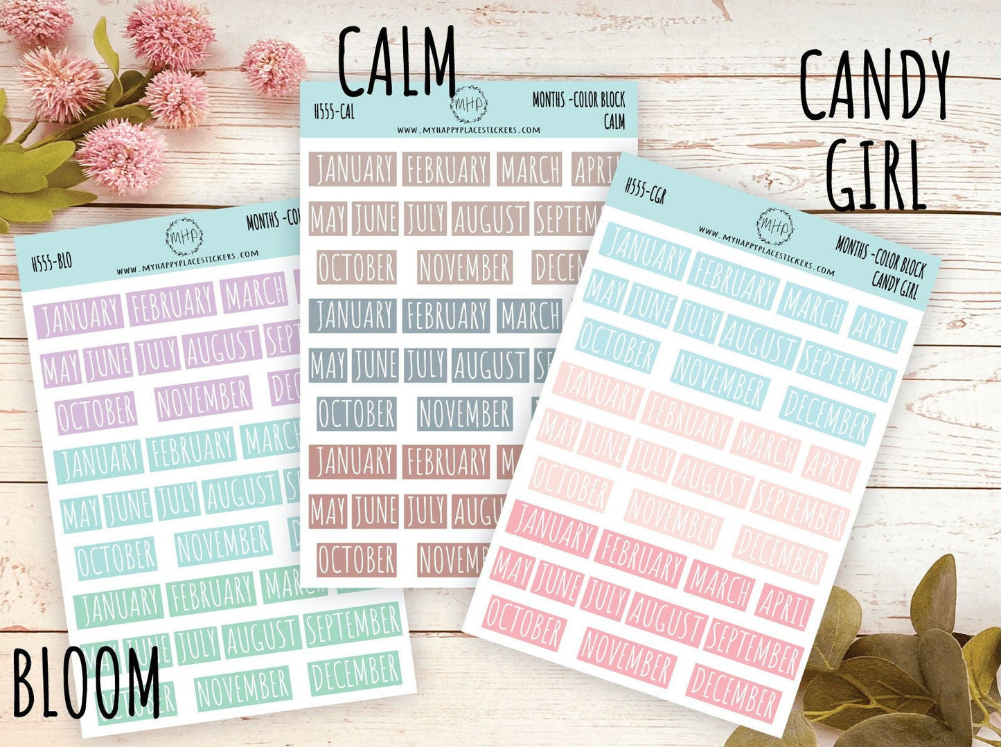 Month Stickers. Color Month Stickers. Header Month Stickers || H555