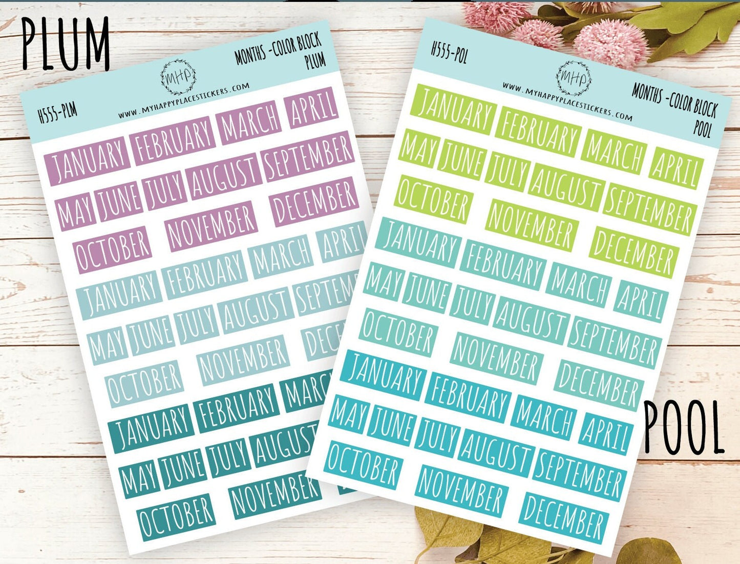 Month Stickers. Color Month Stickers. Header Month Stickers || H555