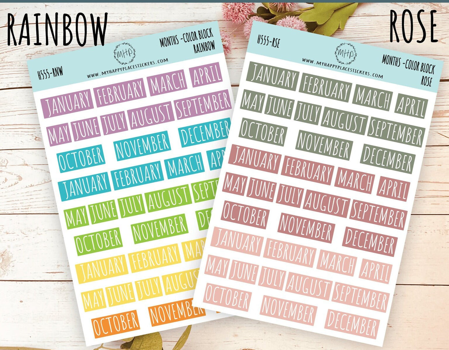 Month Stickers. Color Month Stickers. Header Month Stickers || H555