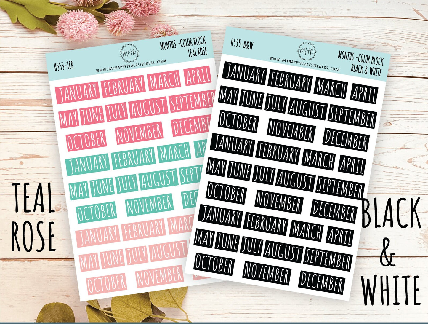 Month Stickers. Color Month Stickers. Header Month Stickers || H555