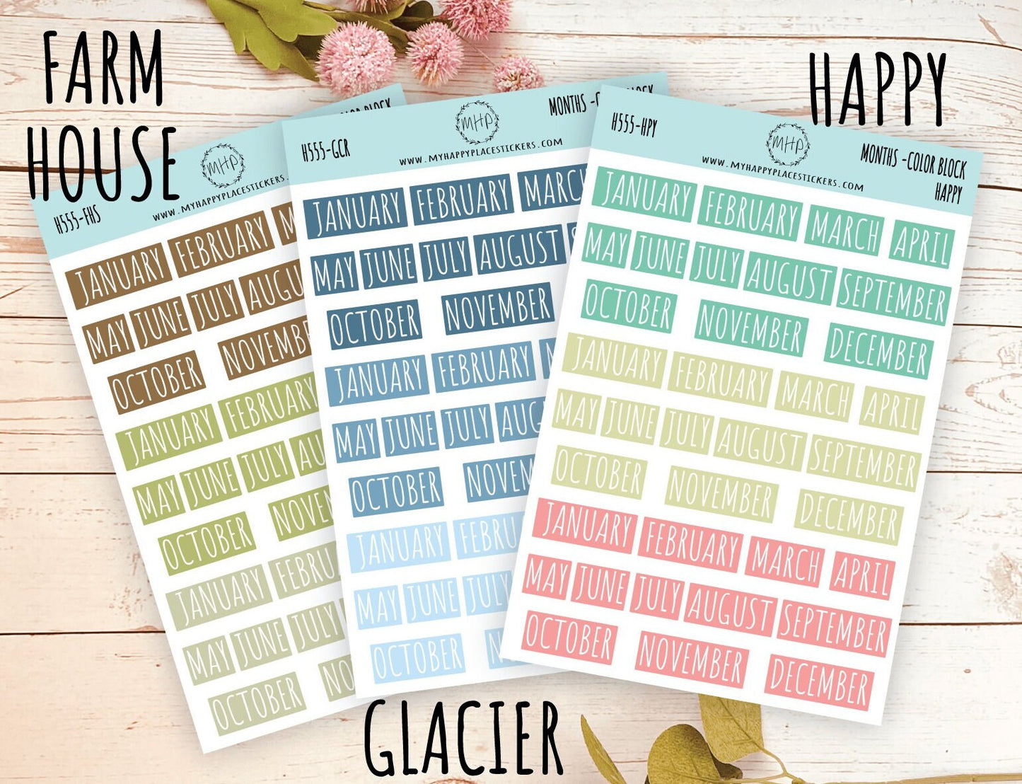 Month Stickers. Color Month Stickers. Header Month Stickers || H555