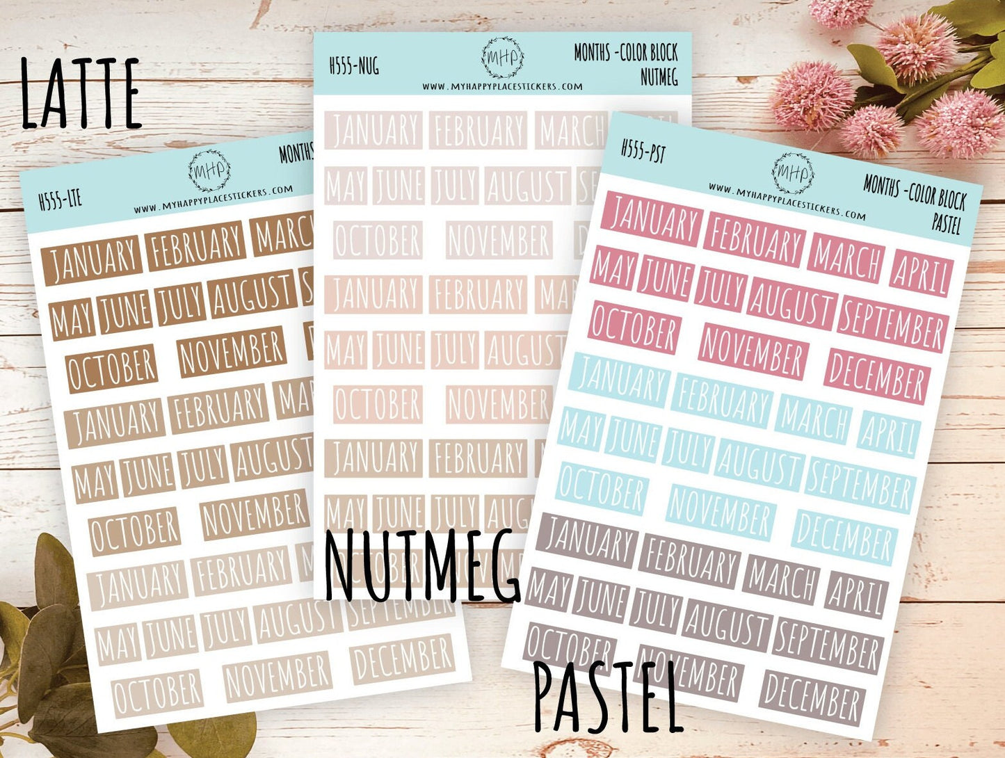 Month Stickers. Color Month Stickers. Header Month Stickers || H555